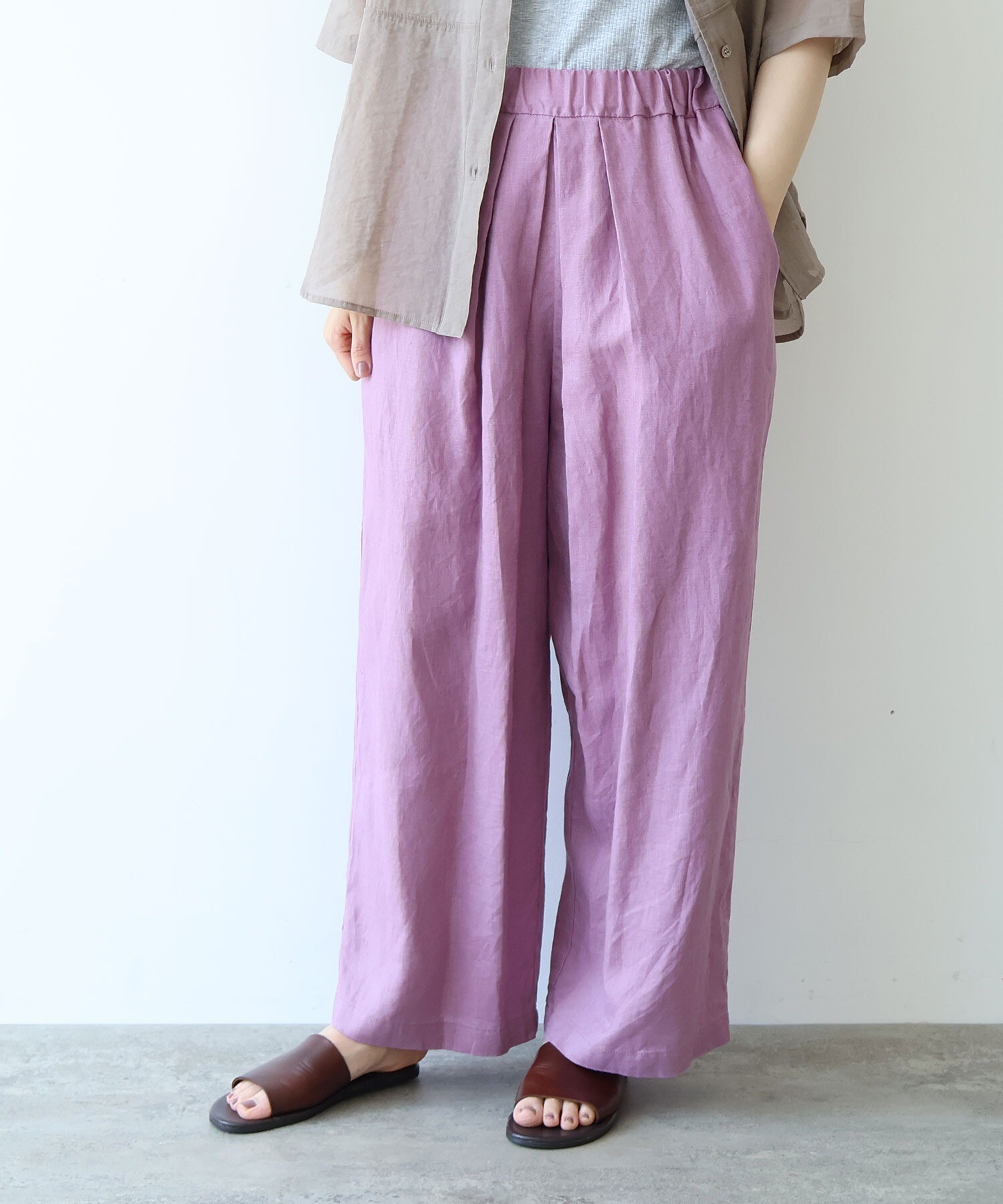 AMBIDEX Store 【予約販売】40/1 Linen easy gum tack パンツ(M