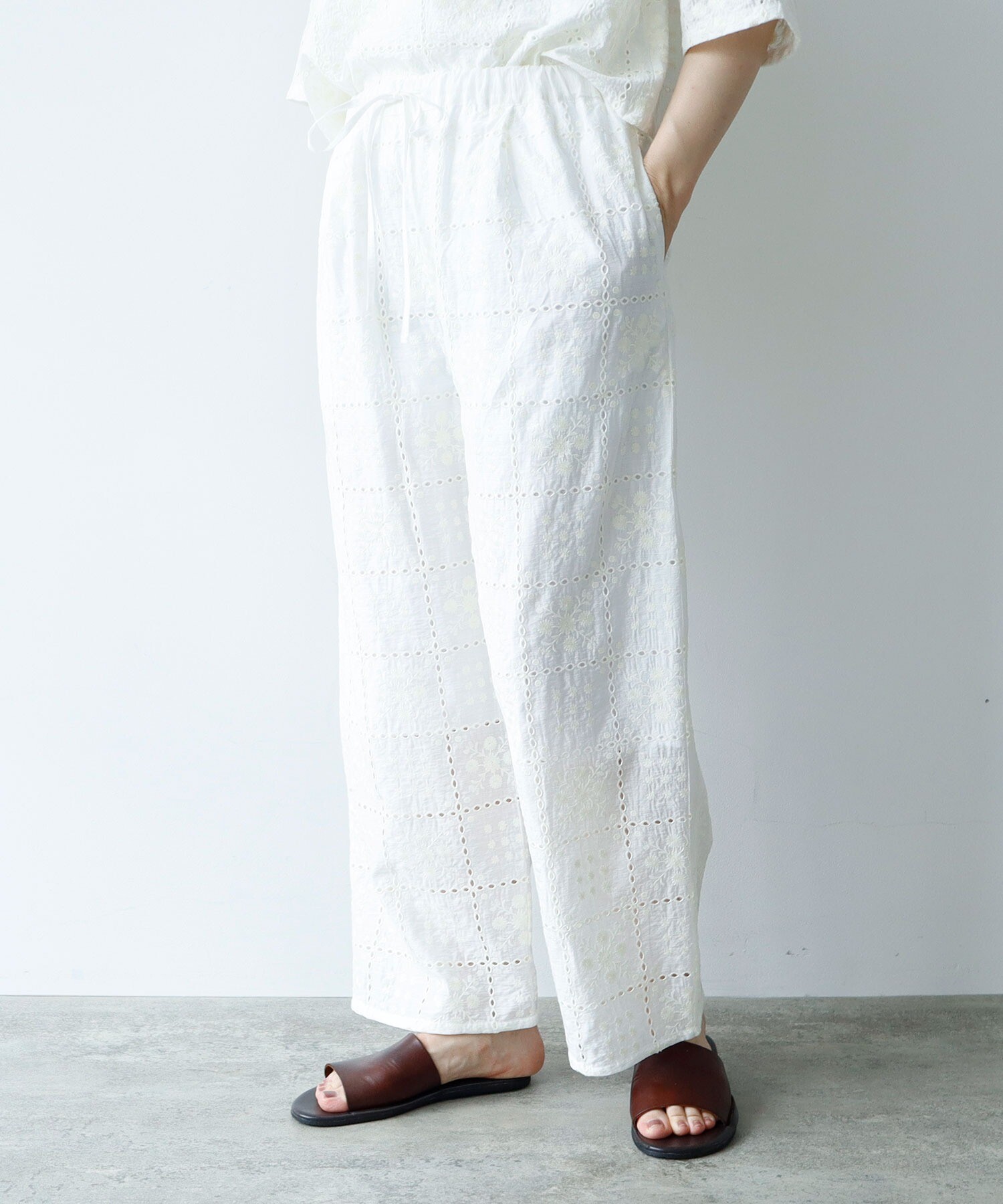 AMBIDEX Store △○eyelet embroidelyイージーパンツ(F マルチ
