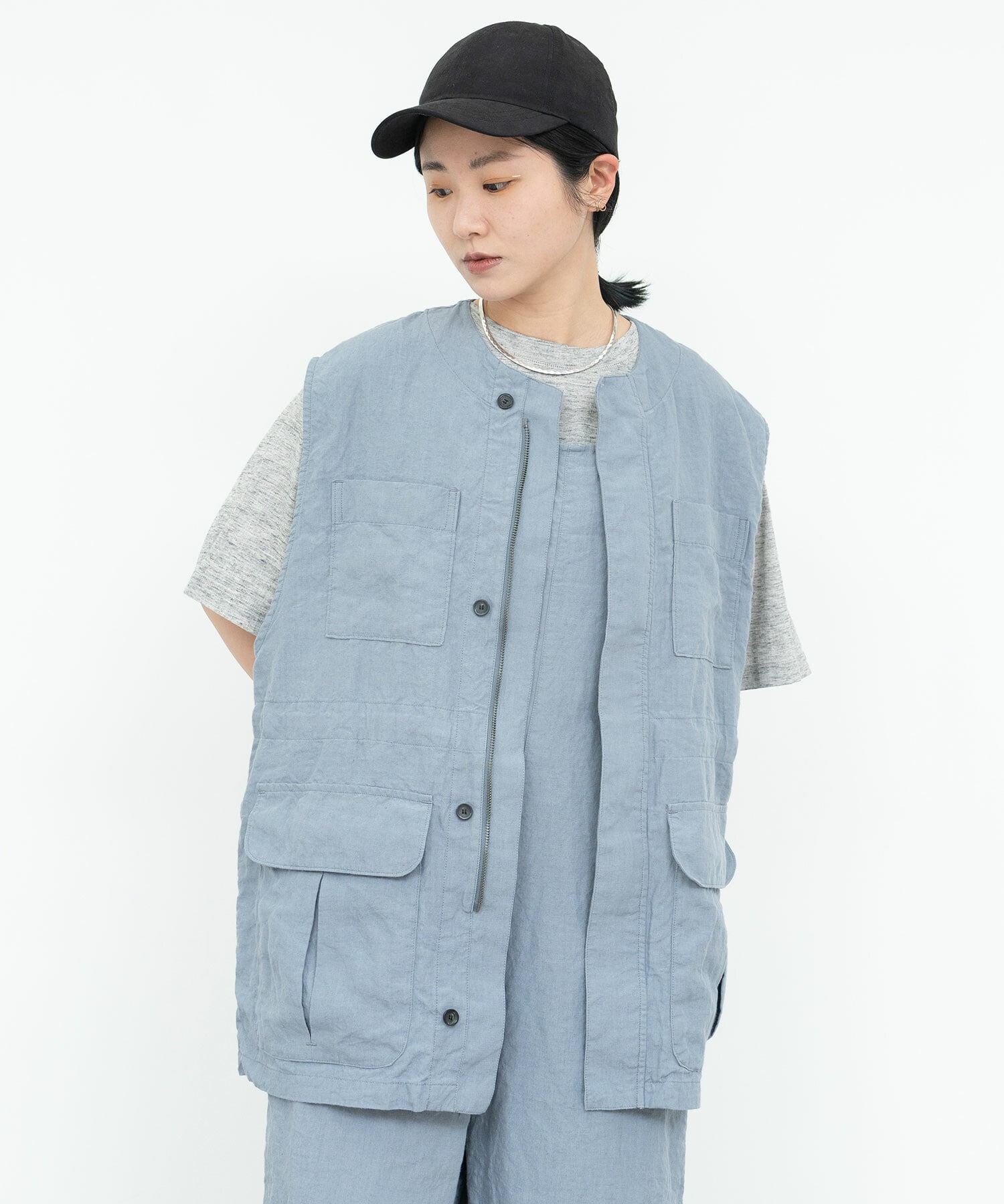 AMBIDEX Store △○60/高密度LINEN ベスト(F KINARI): FLAT-cic-HATENA