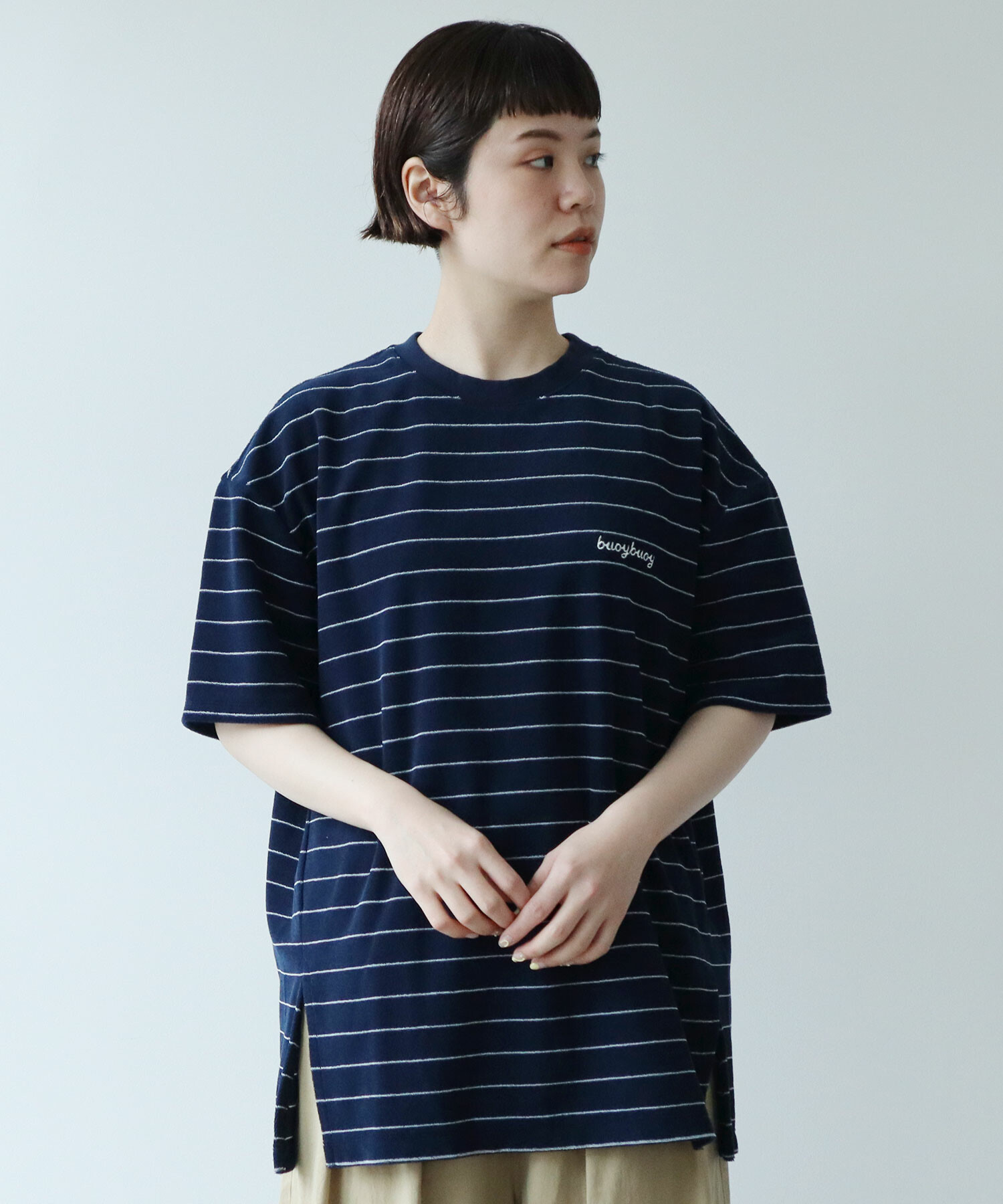 AMBIDEX Store ○pil border YACCO プルオーバー(F NAVY×WHITE): FLAT 