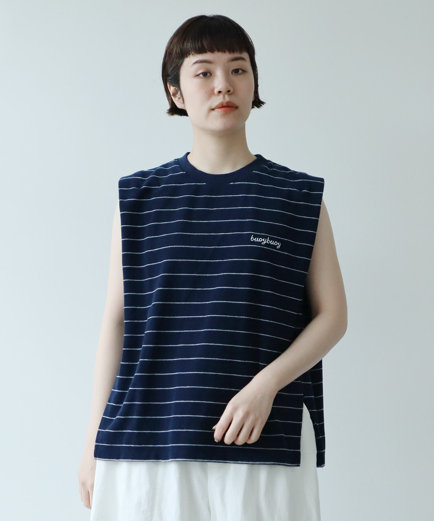 AMBIDEX Store ○pil border MINI プルオーバー(F WHITE×RED): FLAT 