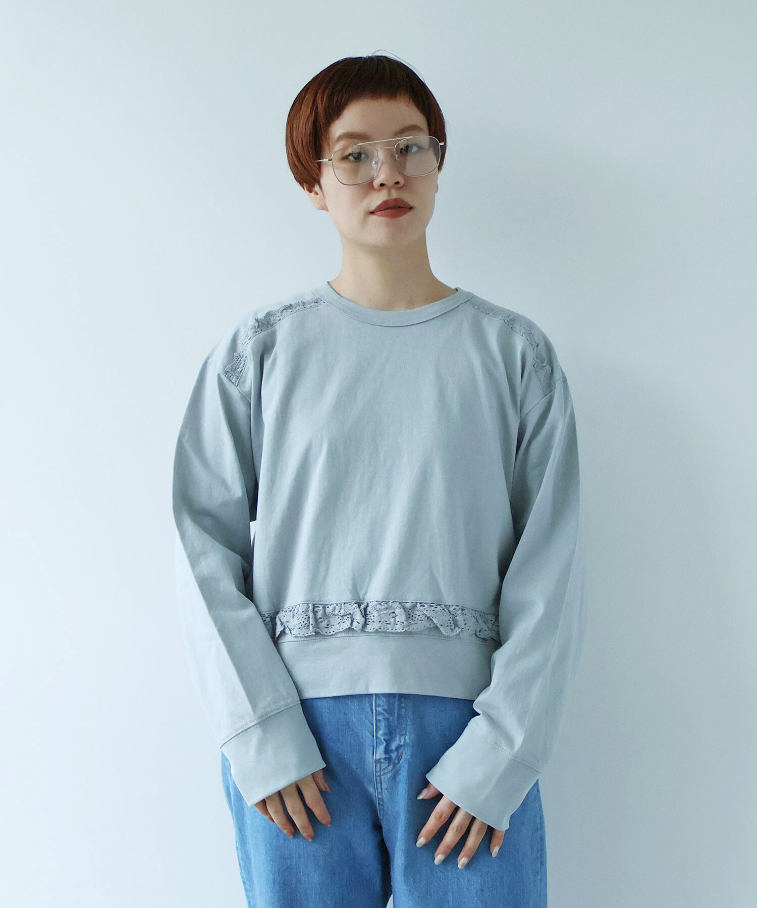 AMBIDEX Store ○cotton lace SHORT プルオーバー(F WHITE