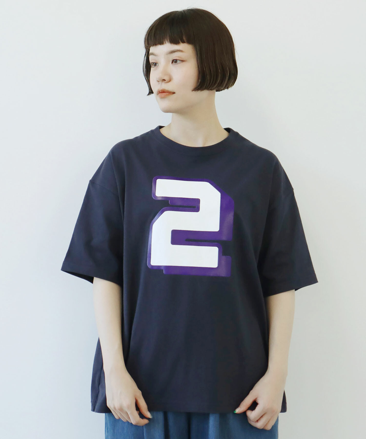 AMBIDEX Store ○number 2 T-シャツ(F ネイビー): FLAT-cic-HATENA