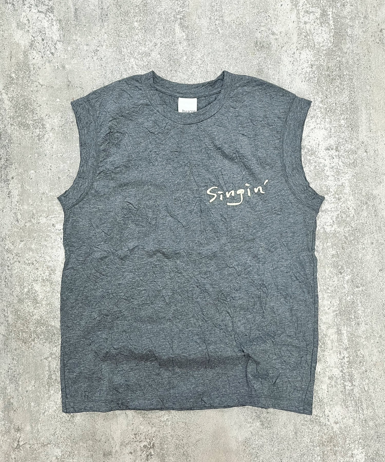 AMBIDEX Store ○washer天竺 no sleeve Tシャツ(F BLACK): FLAT