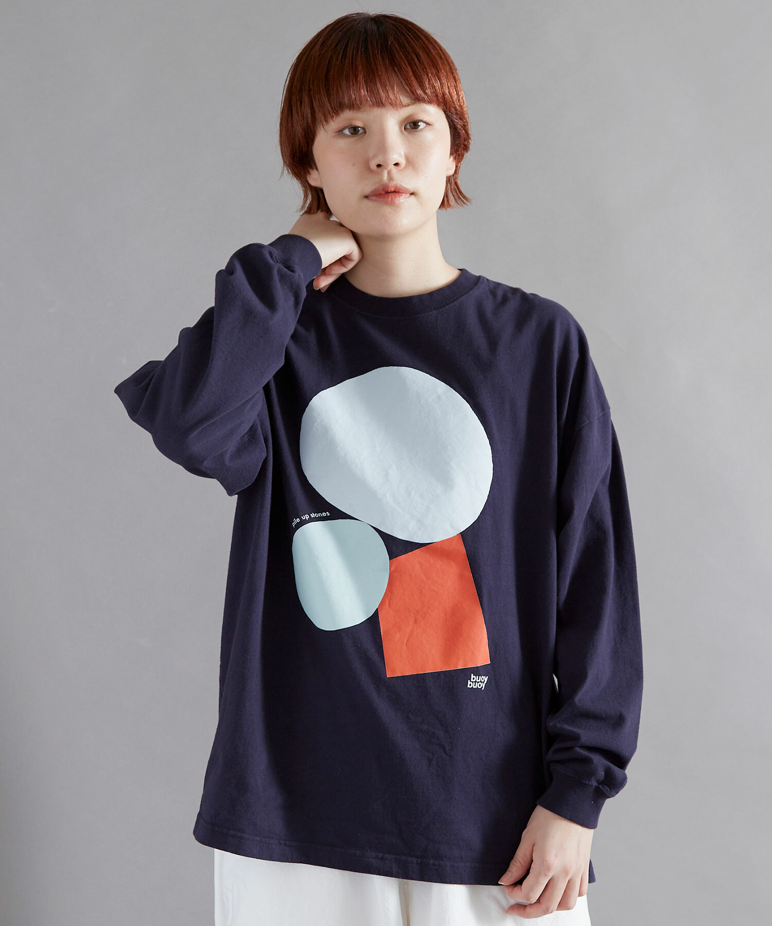 AMBIDEX Store ○PAPER COLLAGE 3stone Tシャツ(F NAVY): FLAT-cic-HATENA