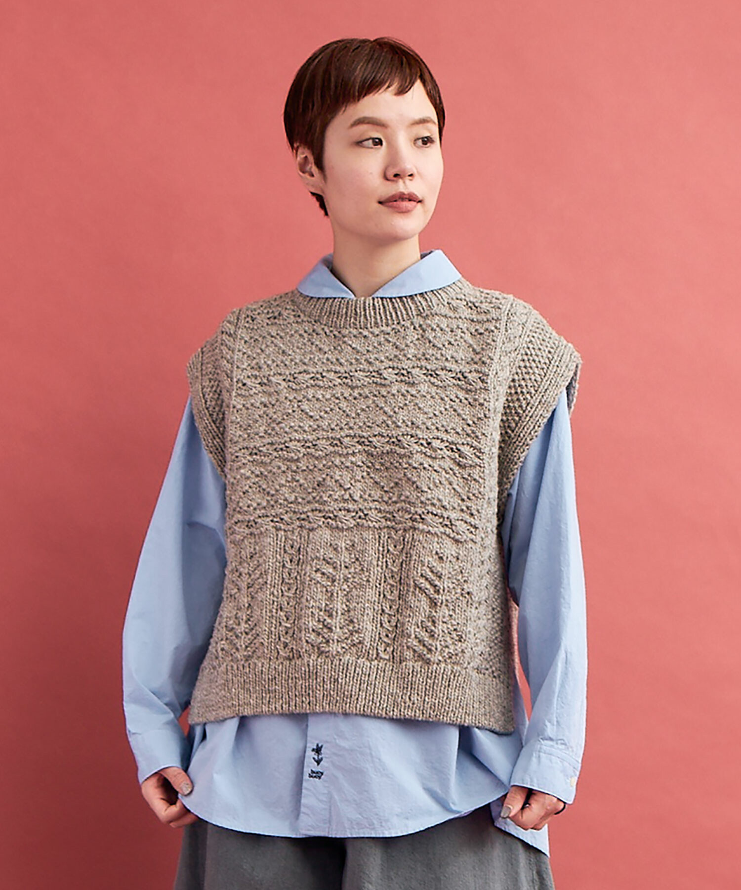 AMBIDEX Store ○PERU HANDKNIT ベスト(F LIGHT GREY): FLAT-cic