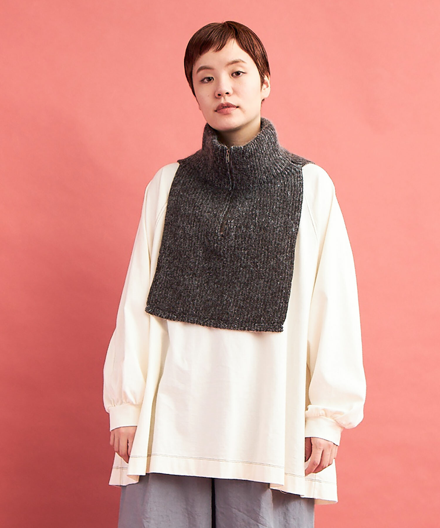 AMMY★ページ AMBIDEX Store ○WOOL/MOHAIR HALF-ZIP マフラー(F mix BROWN): buoybuoy