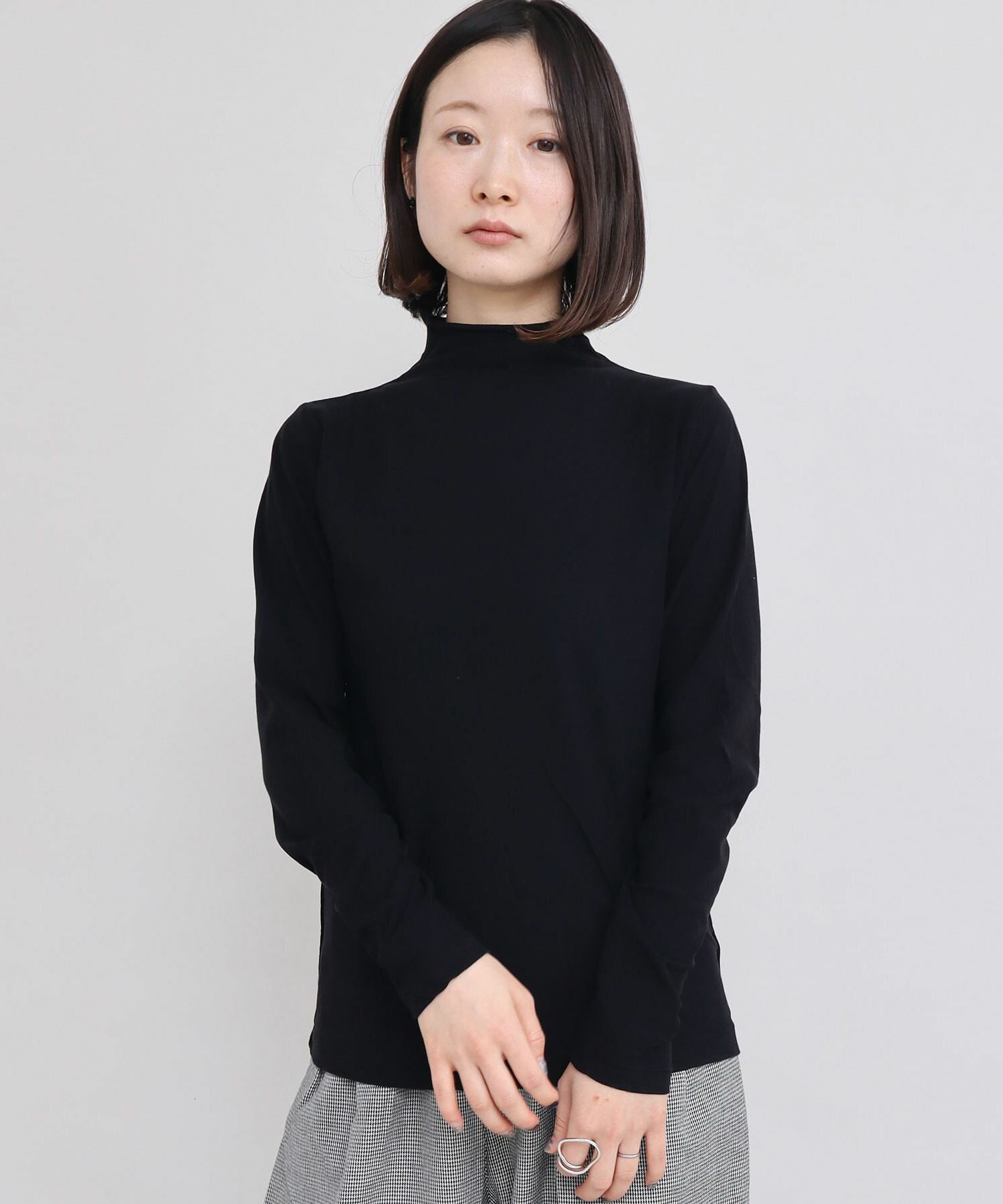 AMBIDEX Store GV天竺ハイネック長袖プルオーバー(F クロ): iki