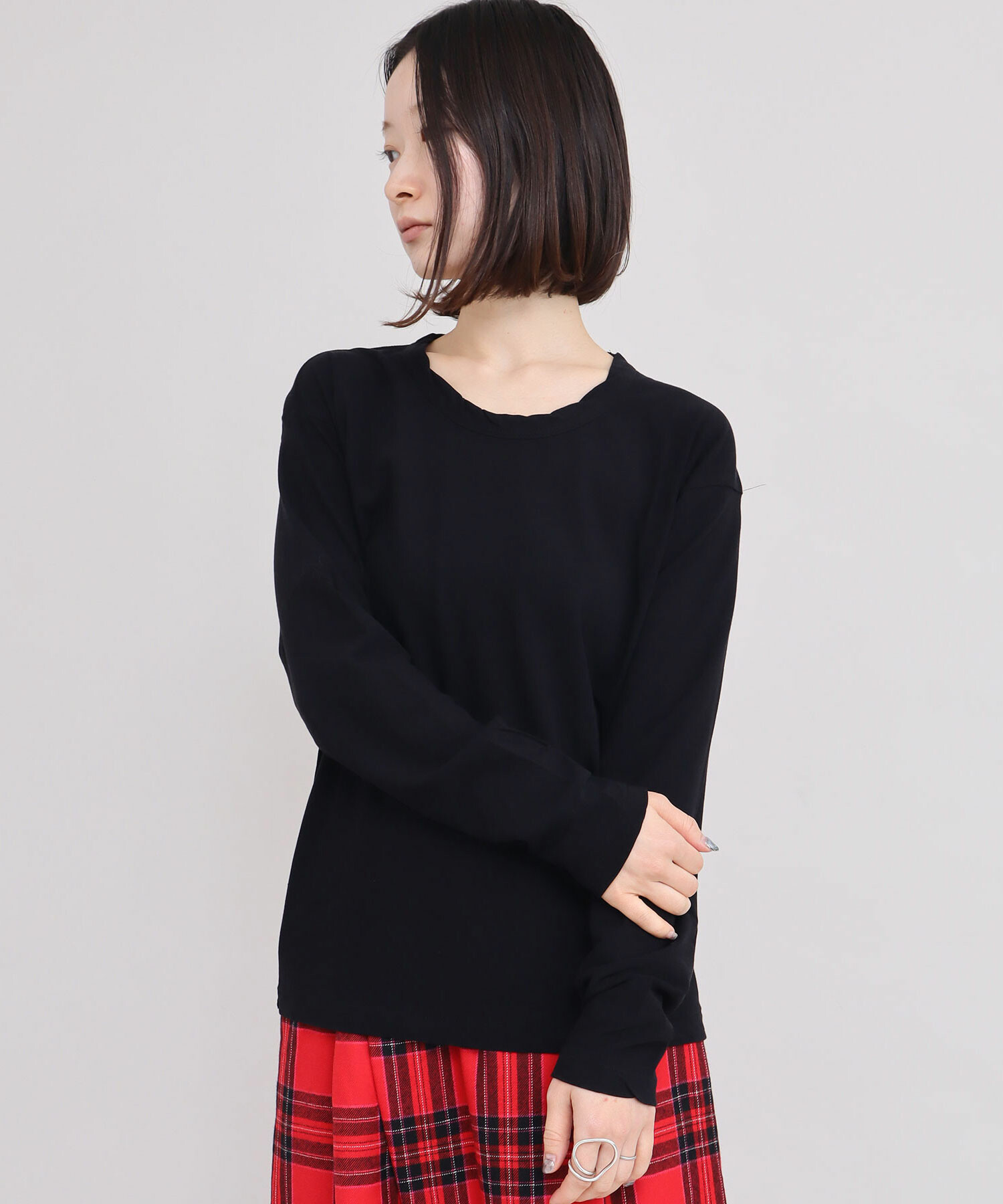 AMBIDEX Store △GV天竺クルーネック長袖プルオーバー(F シロ): iki