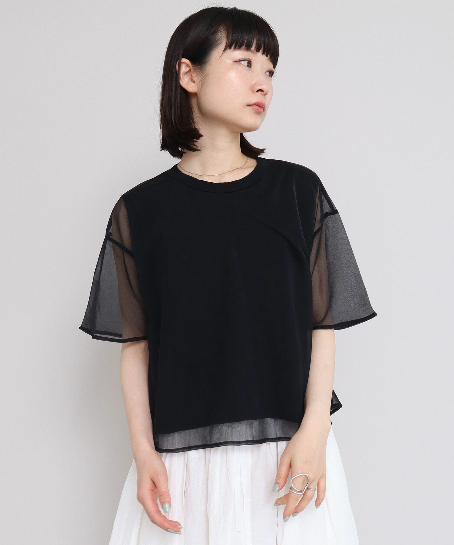 AMBIDEX Store 〇GV天竺 レイヤードTシャツ(F シロ): iki