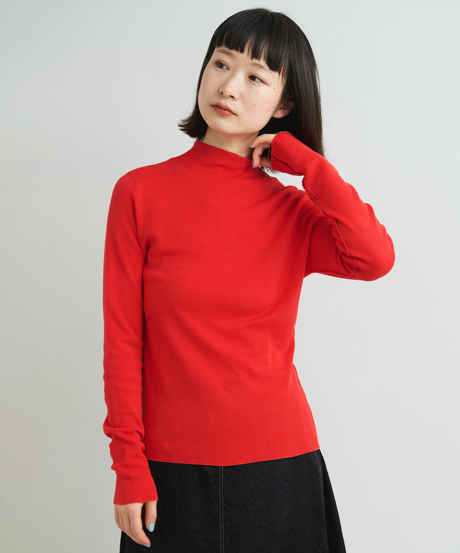 ○★新品未使用　MARK&LONA　クルーネックセーター　44　レッド AMBIDEX Store △○HARRIS いかりモチーフ ラグランプルオーバー