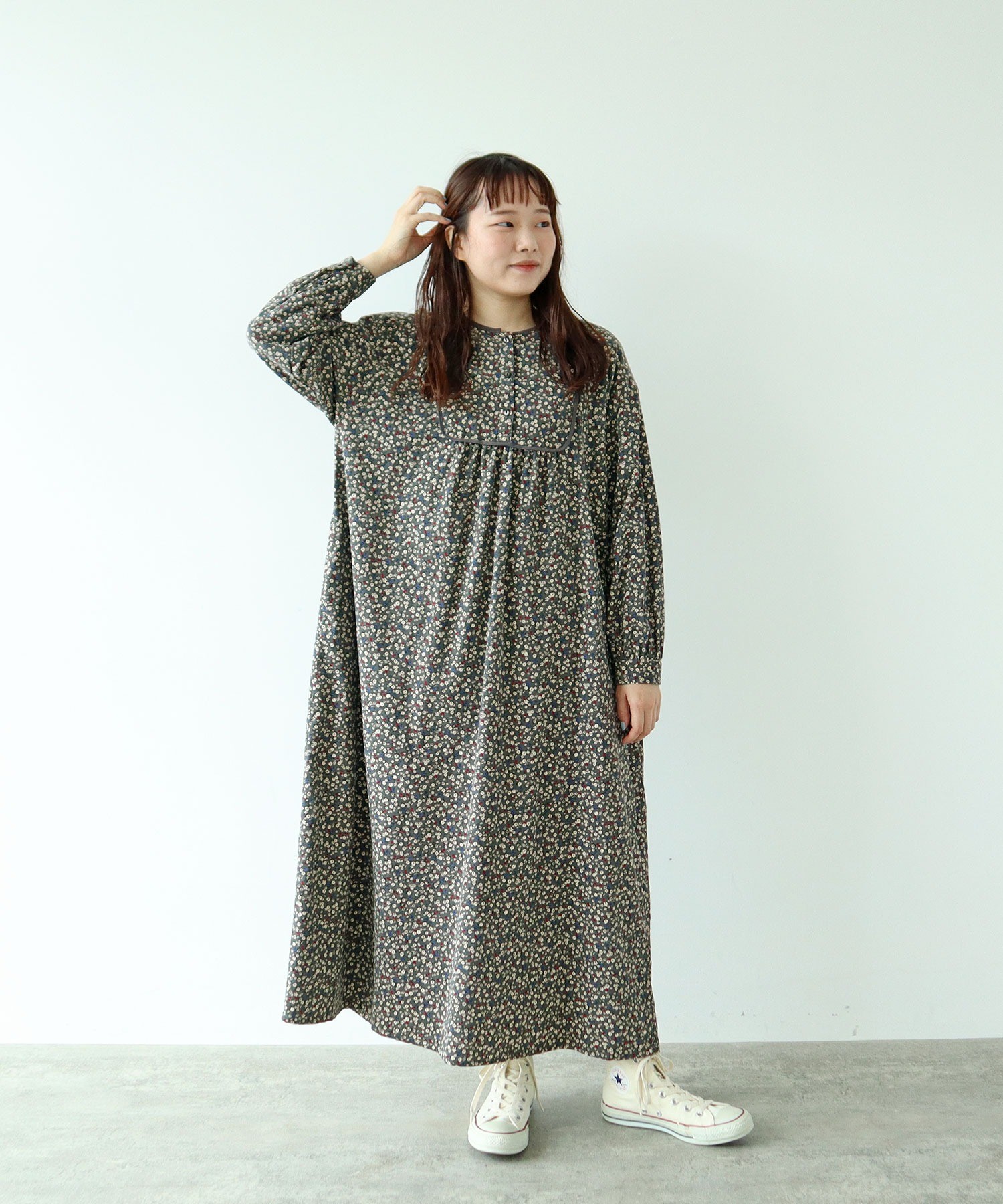 AMBIDEX Store △○シャツコール 小花プリントパイピングワンピース(F