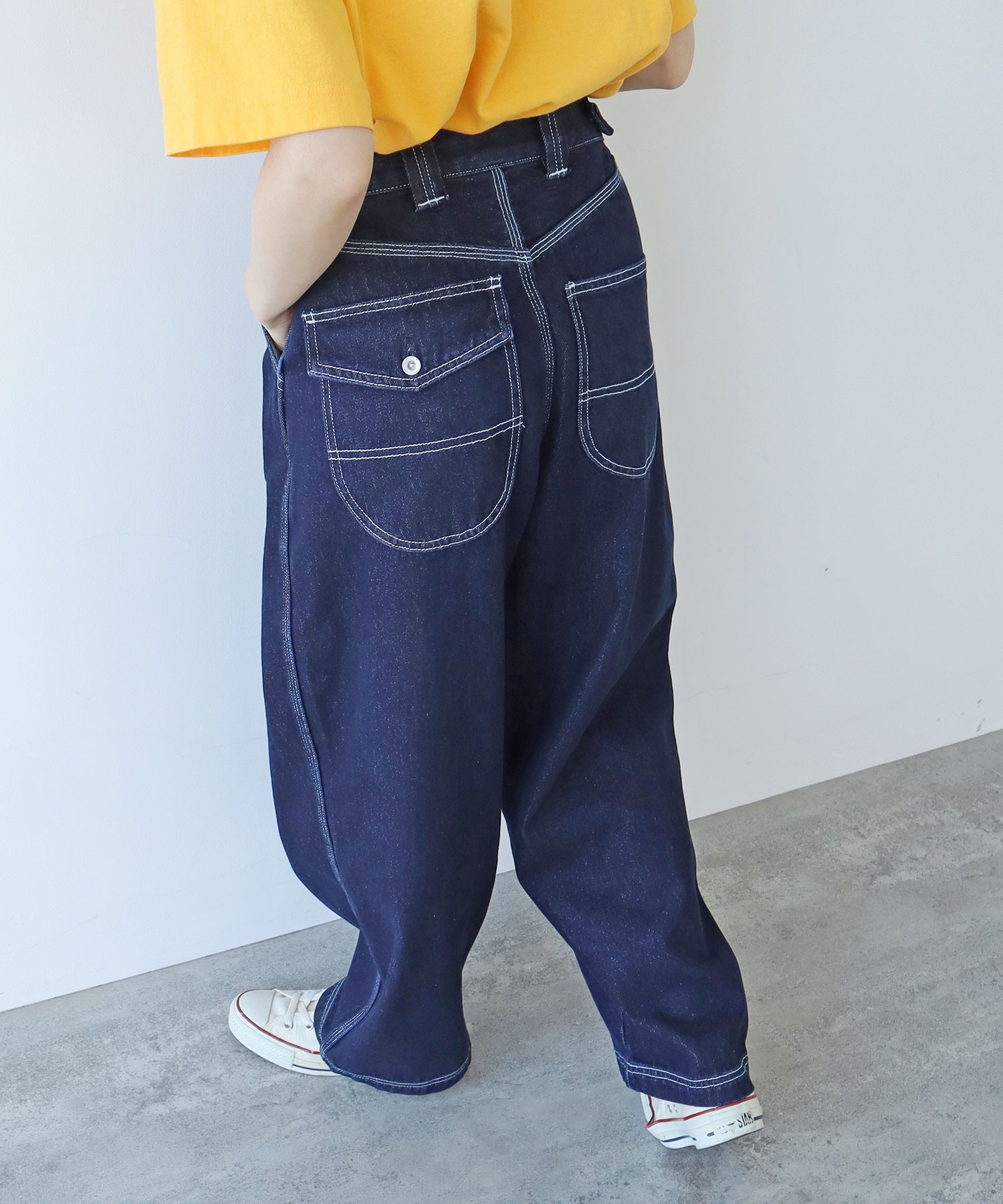 AMBIDEX Store △○デニム ウォッシュサイドタブパンツ(M アオ