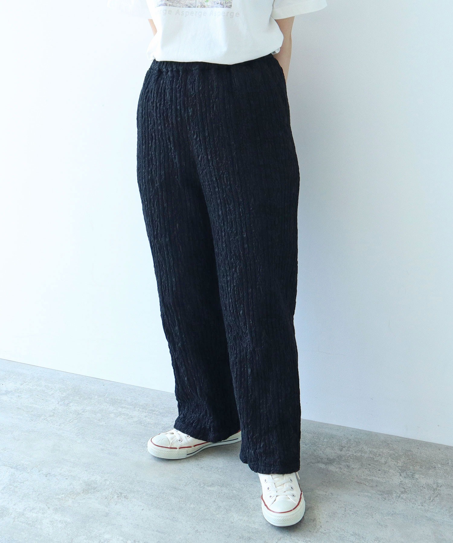 AMBIDEX Store ○ストライプ刺繍 easyパンツ(セットアップ対応