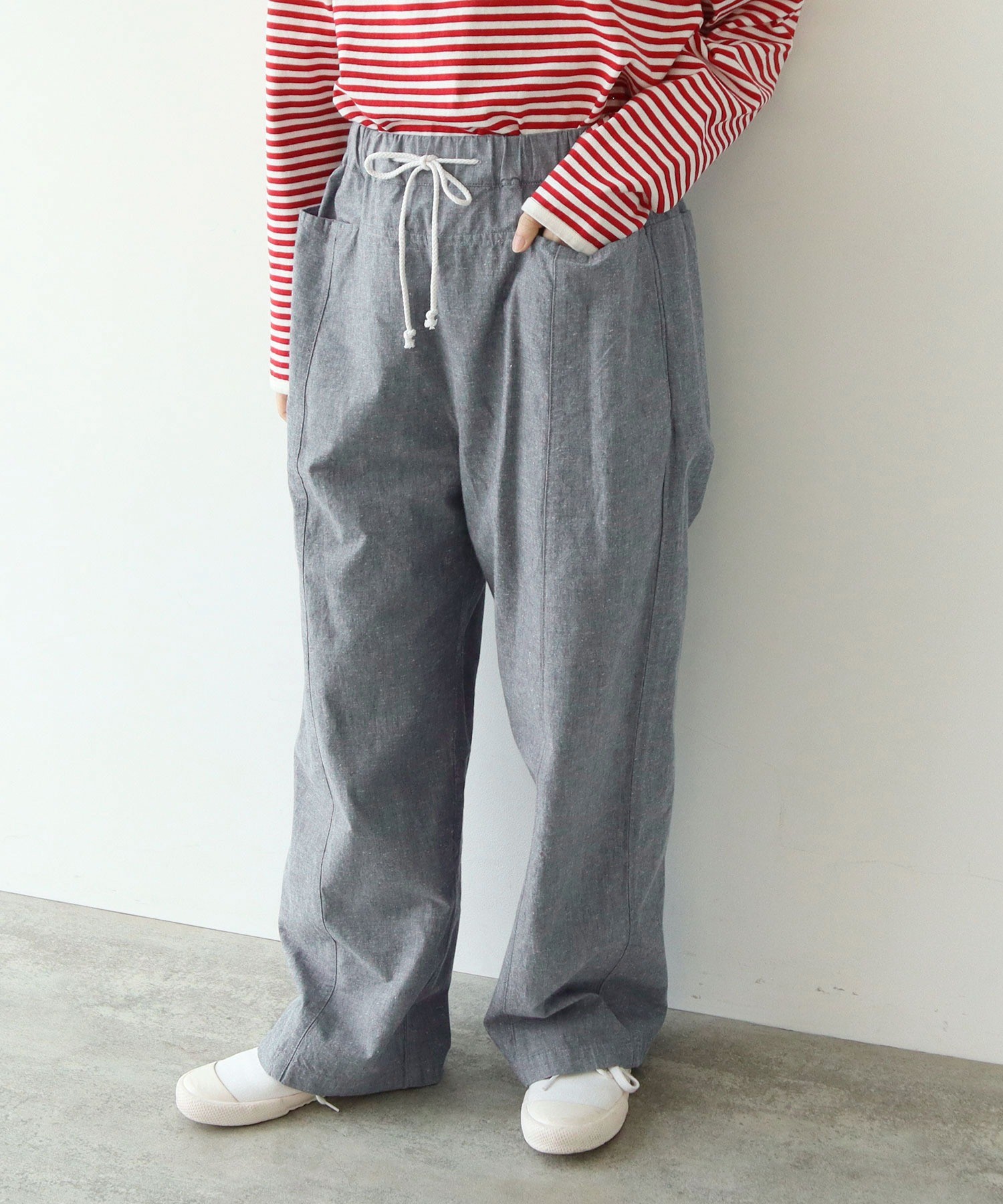 AMBIDEX Store ○先染めコットンネップ easyパンツ(セットアップ対応