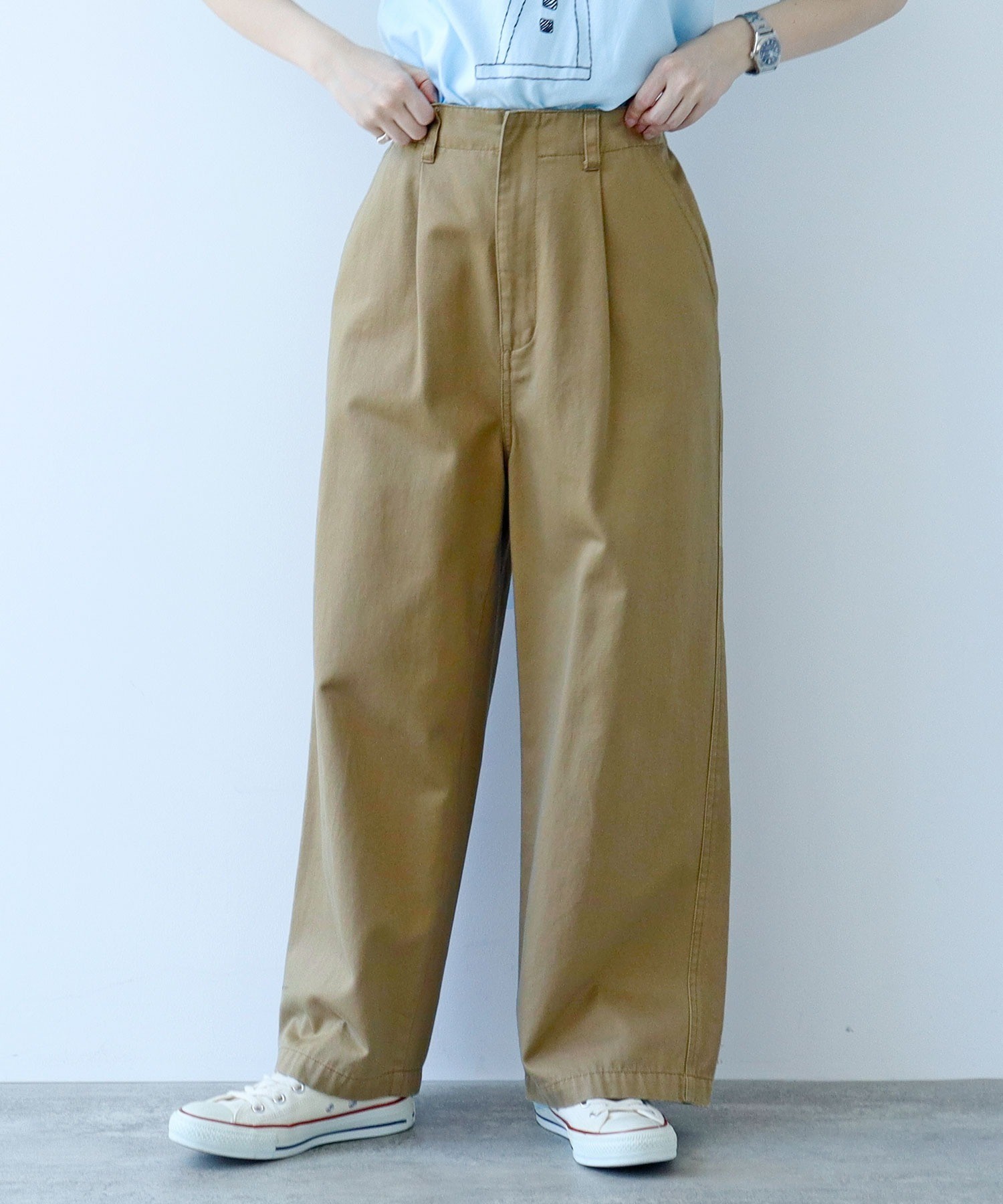 AMBIDEX Store ○チノ後ろゴム タックパンツ(F コン): PAR ICI