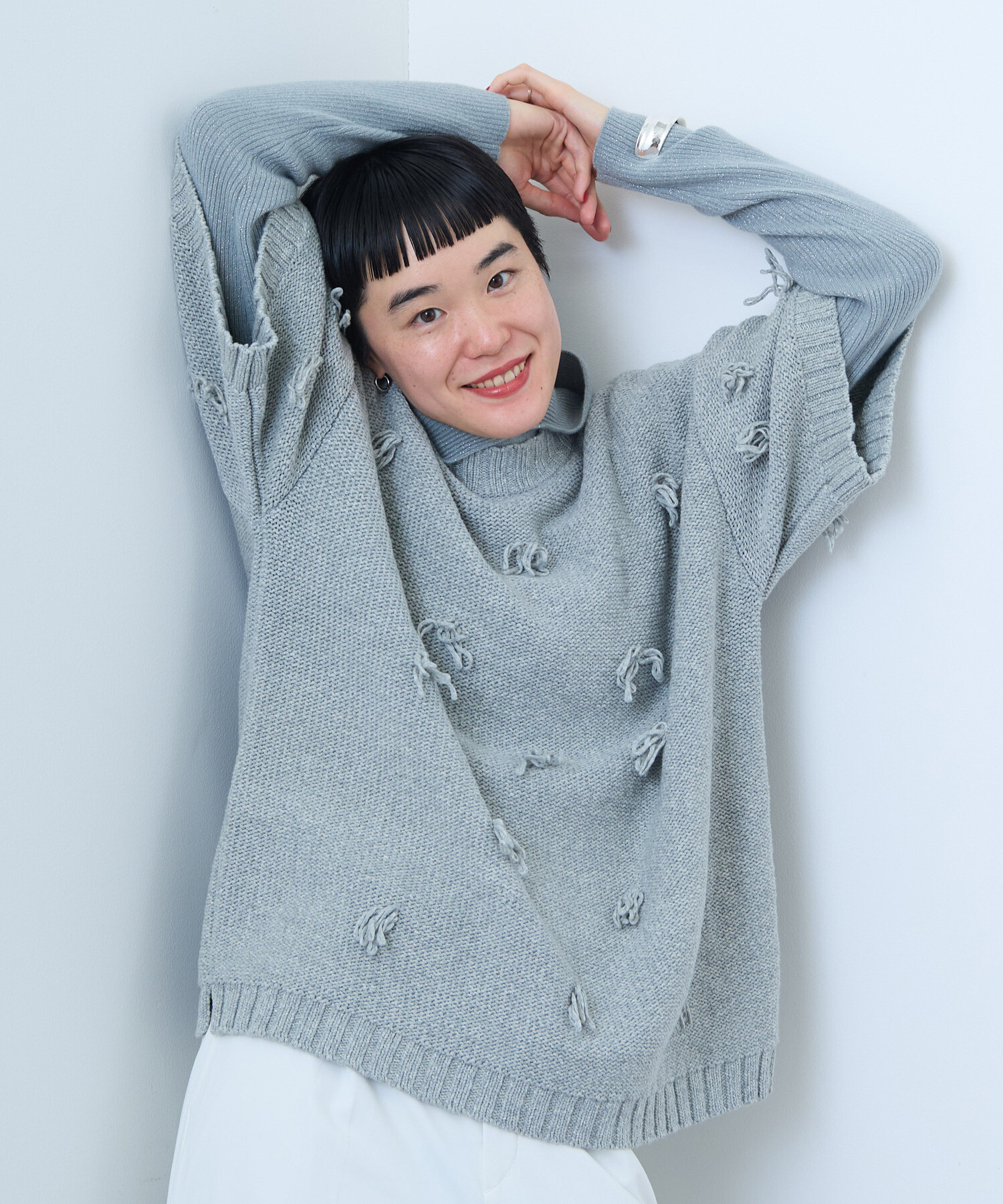 りふページ AMBIDEX Store 【予約販売】〇FRINGE ハーフスリーブベスト(F
