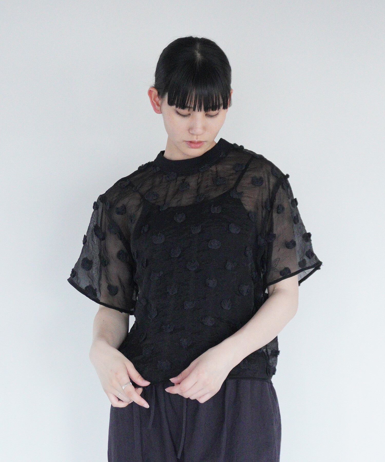 AMBIDEX Store 〇氷dot jacquard ブラウス(F クロ): FLAT-cic-HATENA