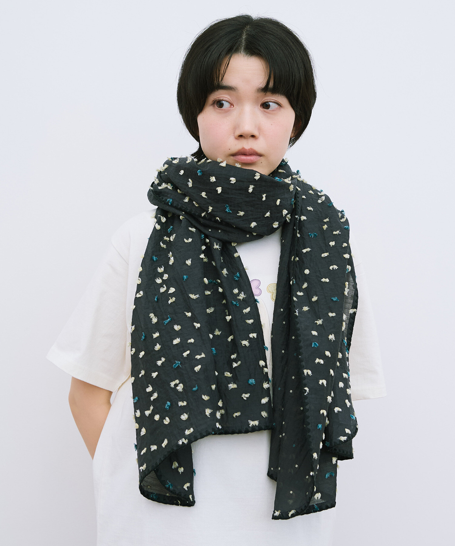 【LAD MUSICIAN】[18AW]ストール(花柄) フラワープリントストール(ストール・マフラー・スヌード