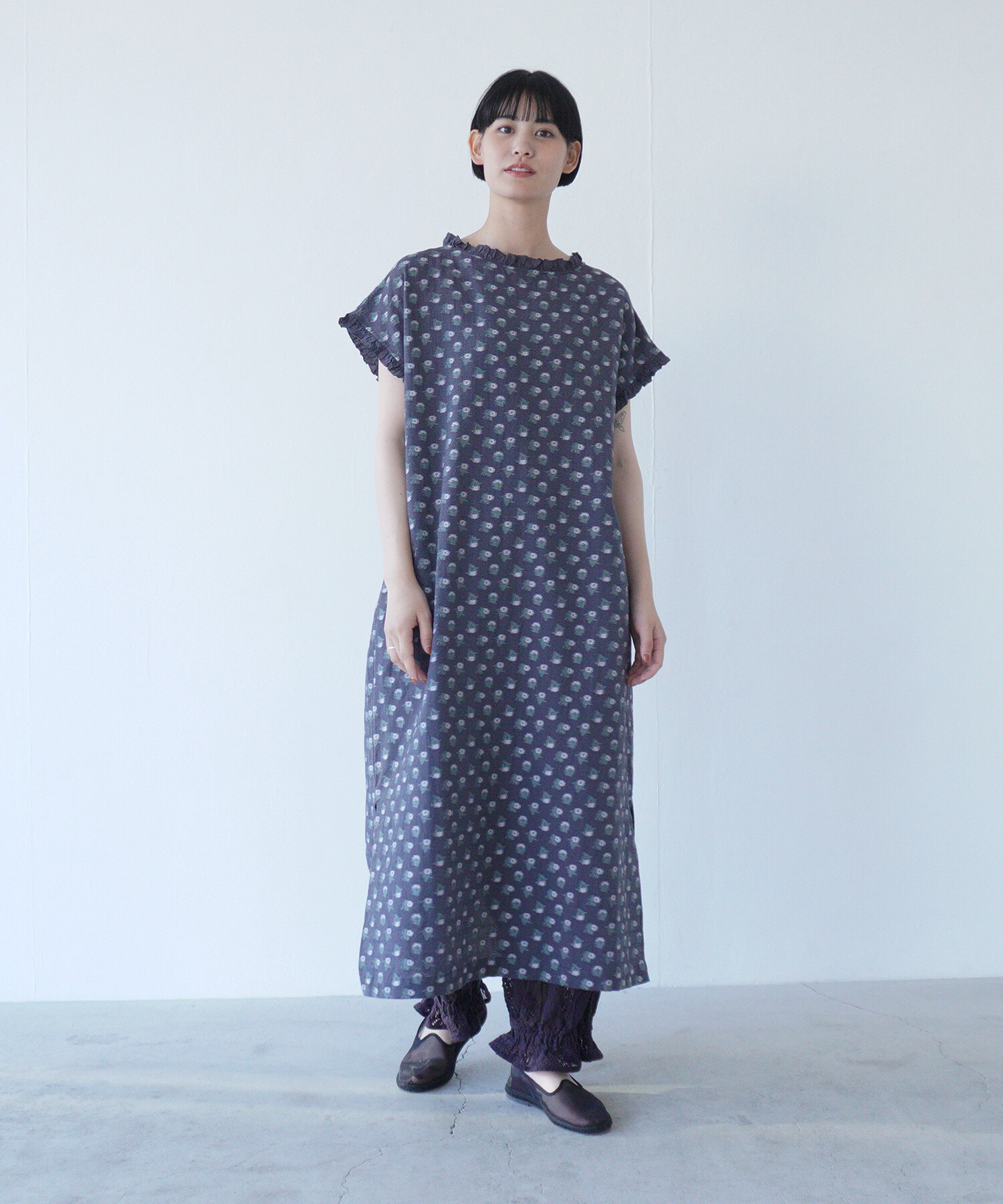 ワンピース tree AMBIDEX Store 〇trees embroidery フリルワンピース(F ミント
