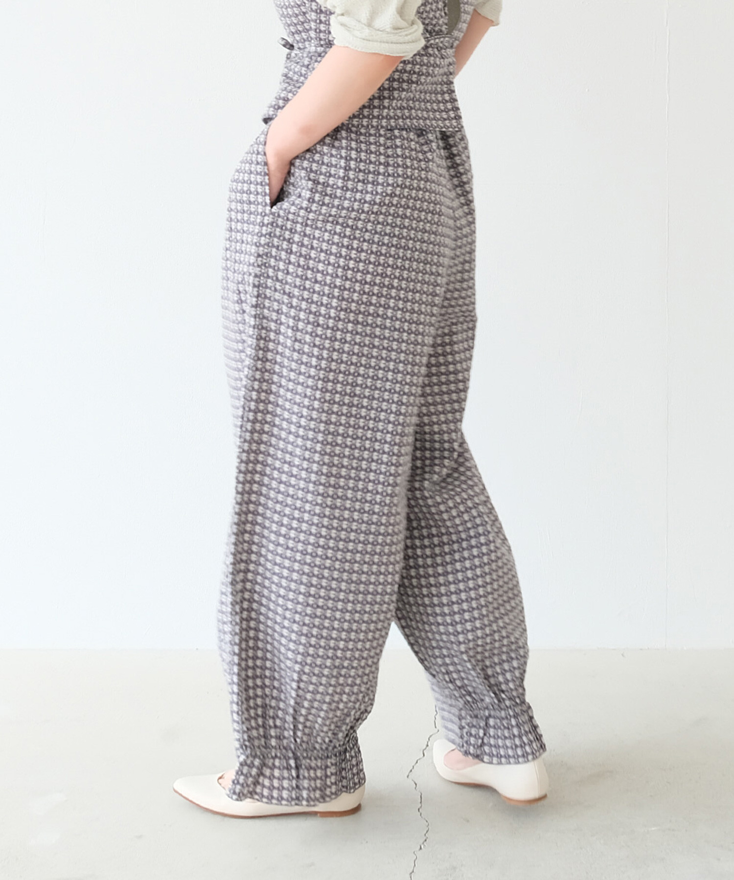 AMBIDEX Store 〇sashiko check ギャザーパンツ(F コン): FLAT-cic-HATENA