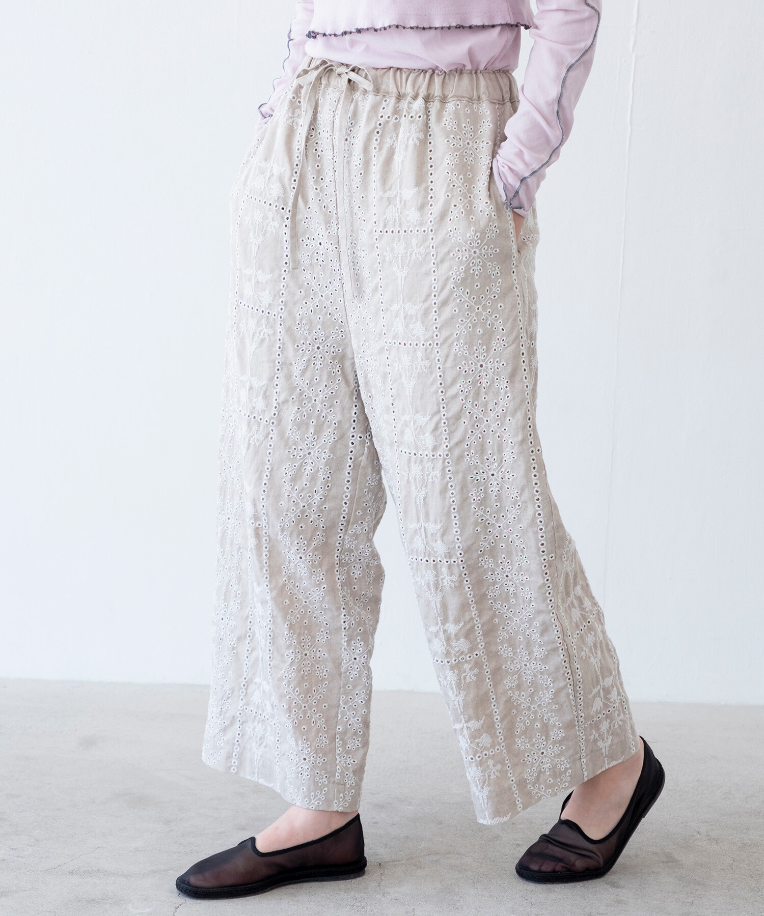 AMBIDEX Store 【予約販売】〇grow' embroidery ギャザーパンツ