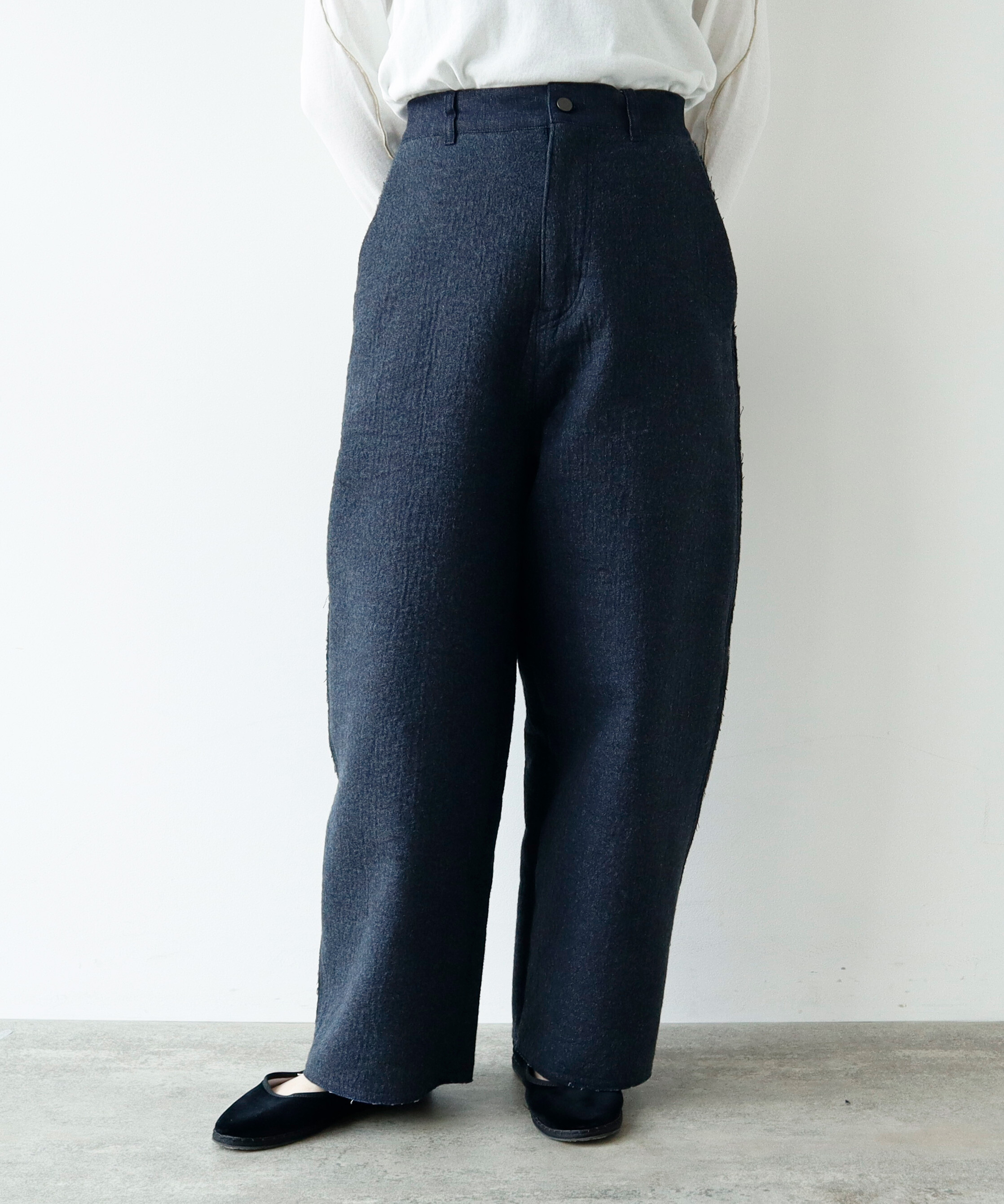 AMBIDEX Store 〇Denim/freece needle punch カーブパンツ(F ブラウン