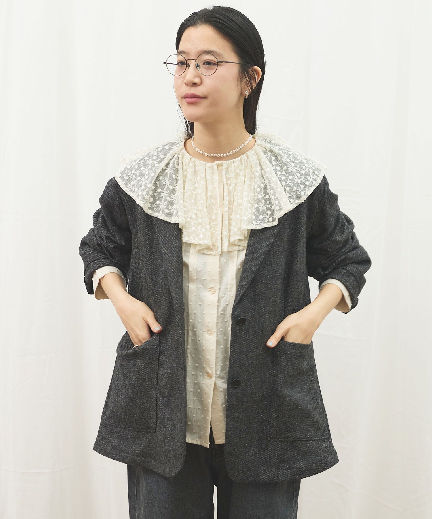 AMBIDEX Store 〇WOOL TWEED jacket(F グレー): l'atelier du savon