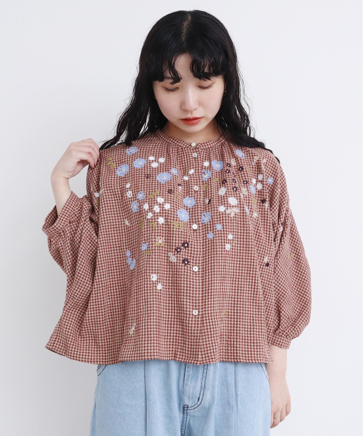 AMBIDEX Store 【予約販売】〇お花スケッチ ファー刺繍ブラウス