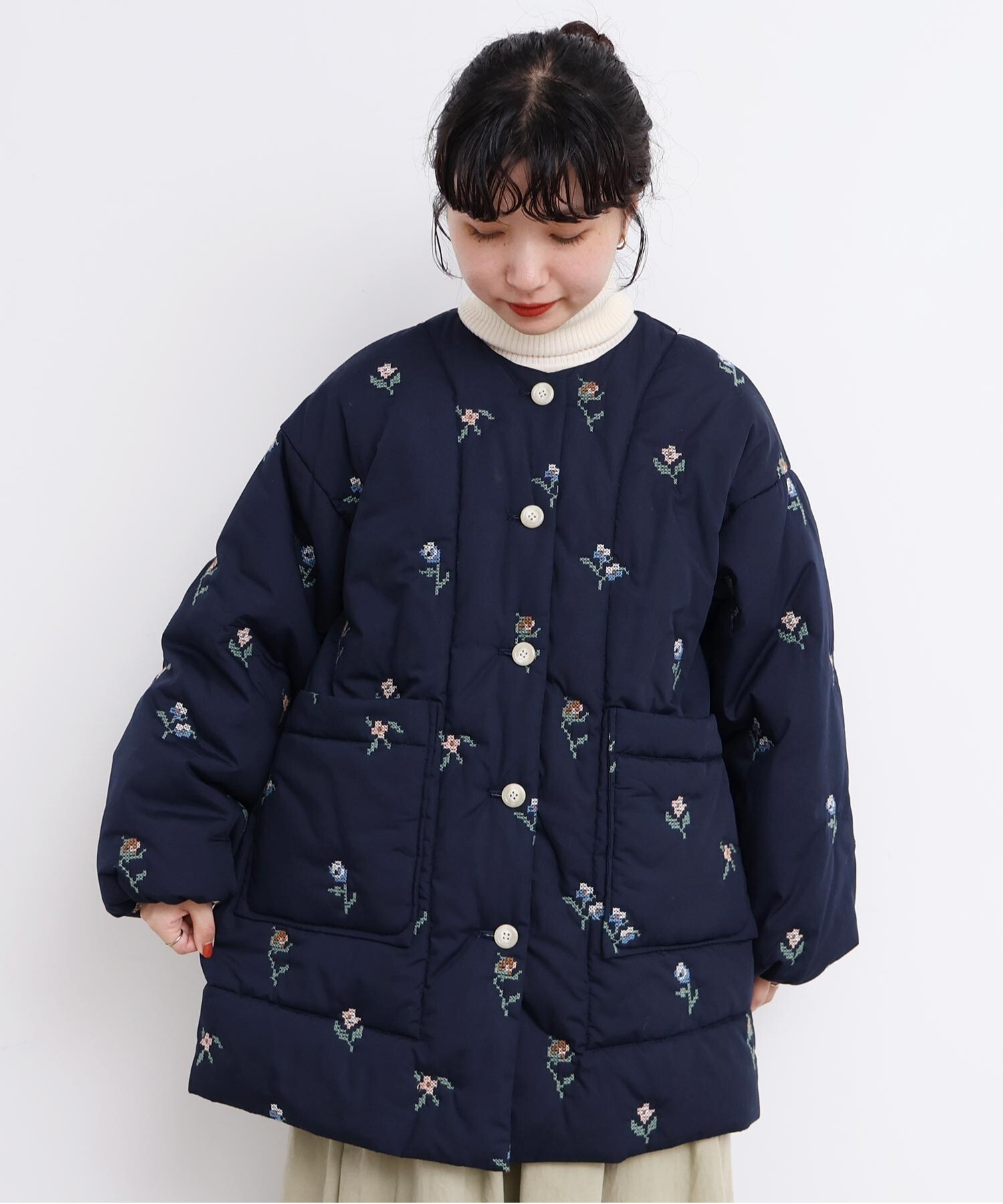 ANTIPAST アンティパスト　袖刺繍　薄手　スプリングコート ANTIPASTリバーシブルコート NAVY/D.BLUEアンティパスト | MADRIGAL