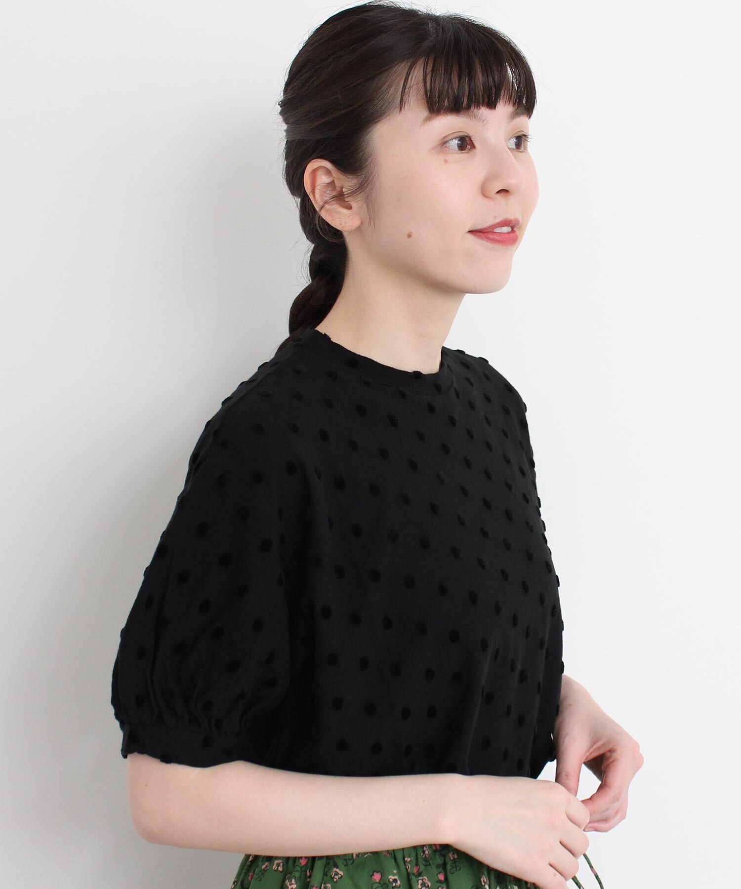 AMBIDEX Store 〇コットン / ベロアドット Tシャツ(F クロ): l'atelier du savon