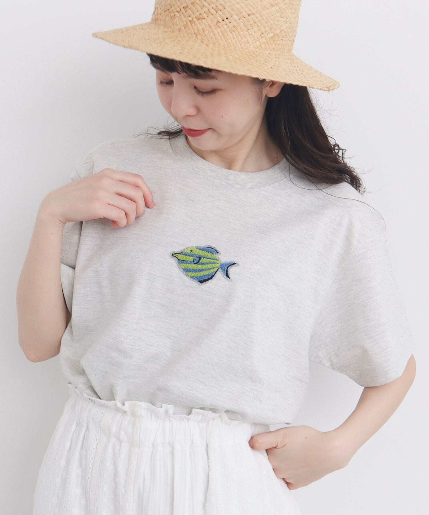 AMBIDEX Store 〇海の生物刺繍 Tシャツ(F グレー): l'atelier du savon