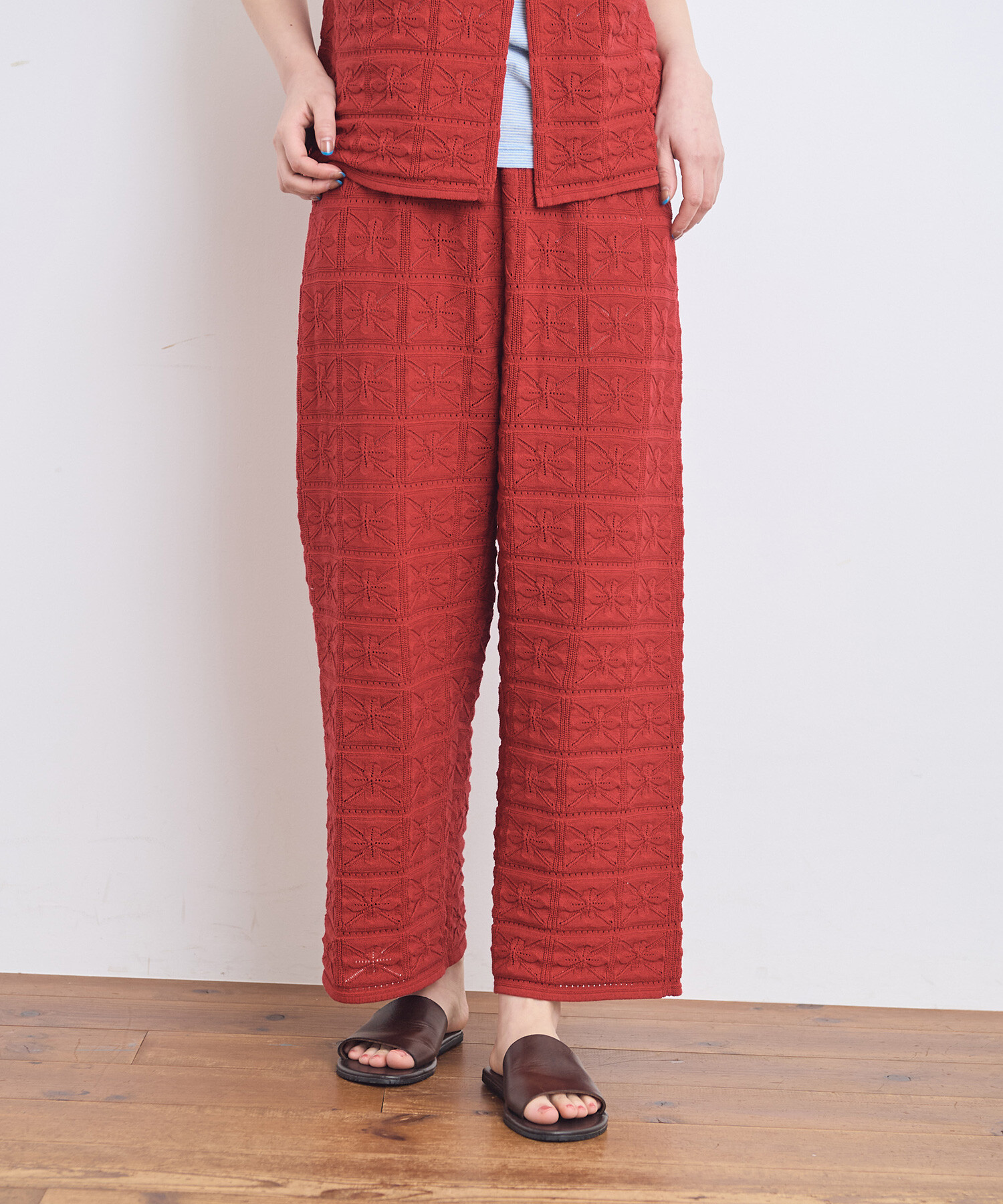 【phoebe-T】プリーター 別注』PENNEYS×DOORS THE FOX ピンボーダークルーネックニット