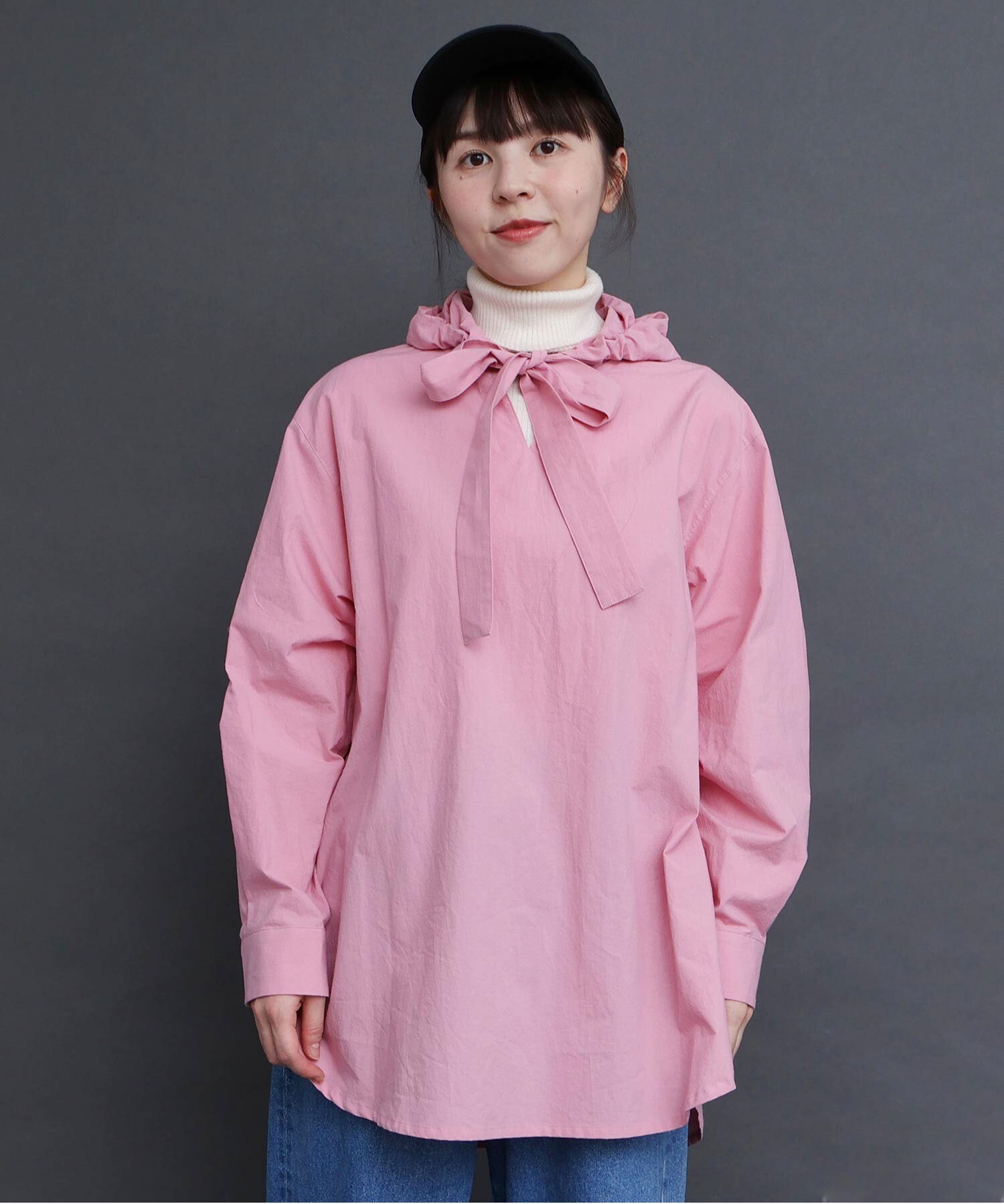 AMBIDEX Store 〇COTTON DYED POPLIN フードシャツ (F ピンク): l