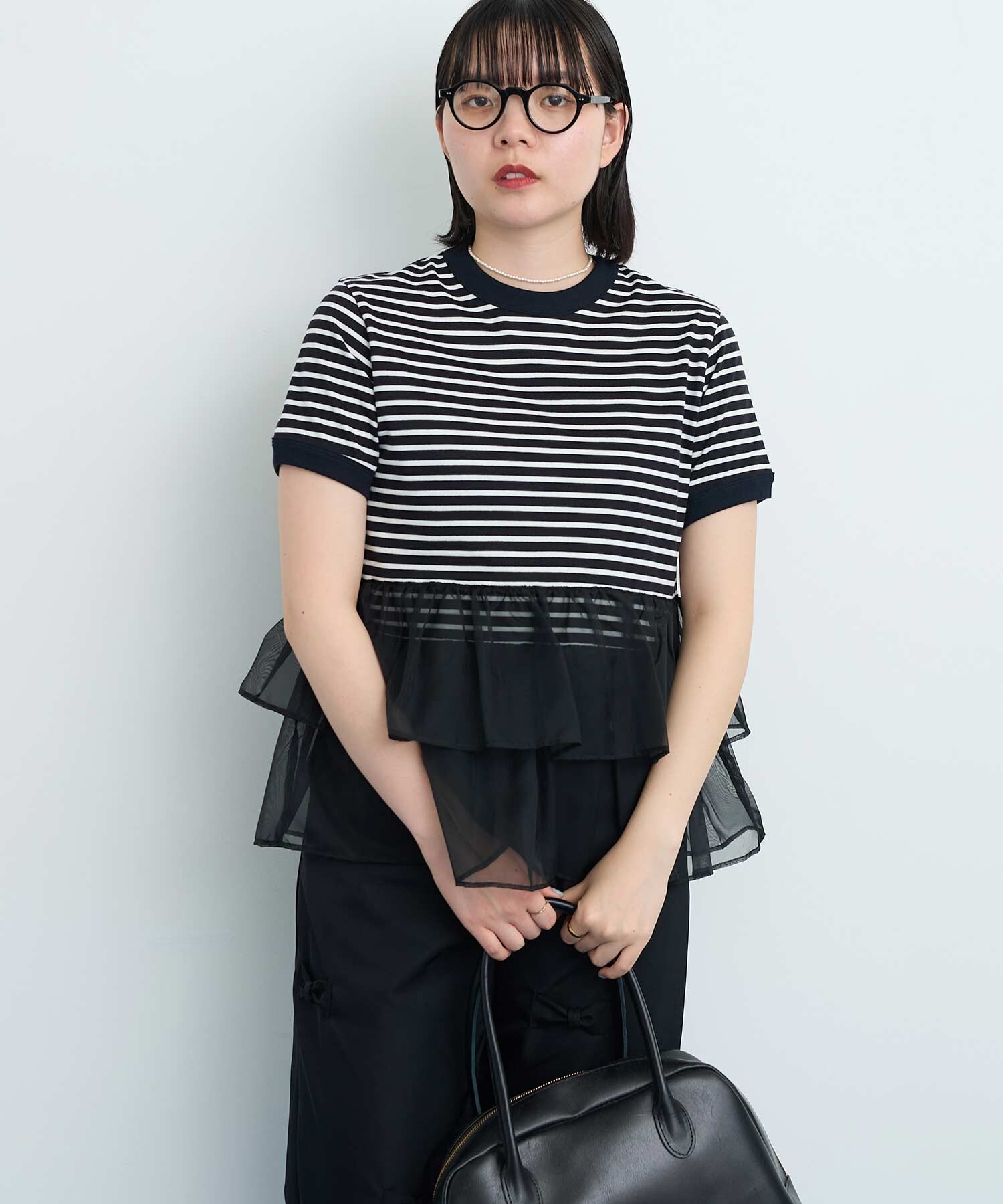 ORGANDY ボーダーTシャツ AMBIDEX Store ORGANDY ボーダー Tシャツ (F グレー): l'atelier