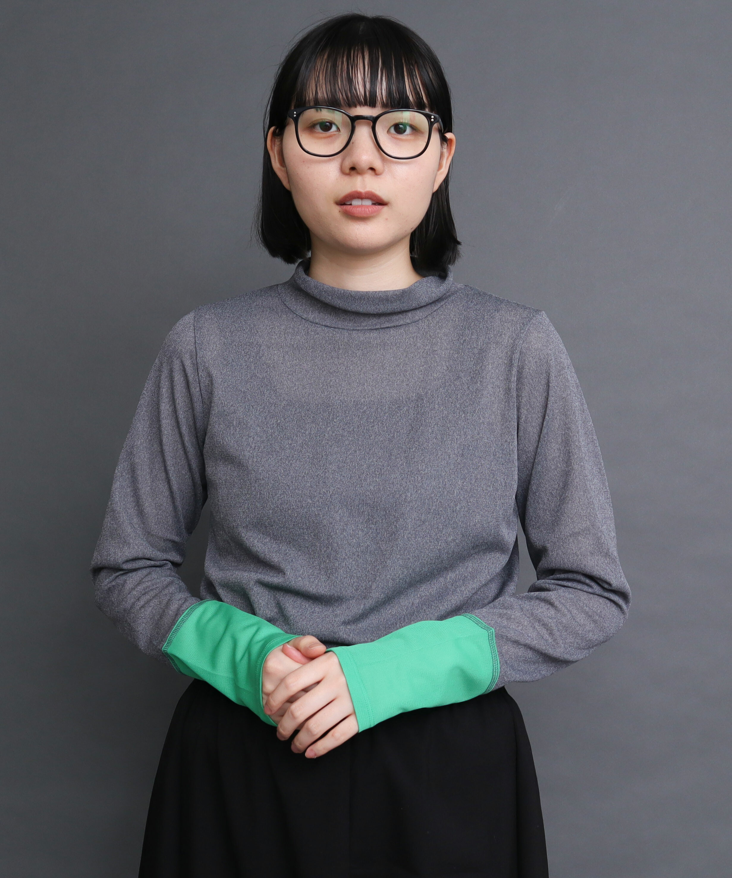 AMBIDEX Store ○トリコット bicolor ハイネックインナー(F GRAY): l