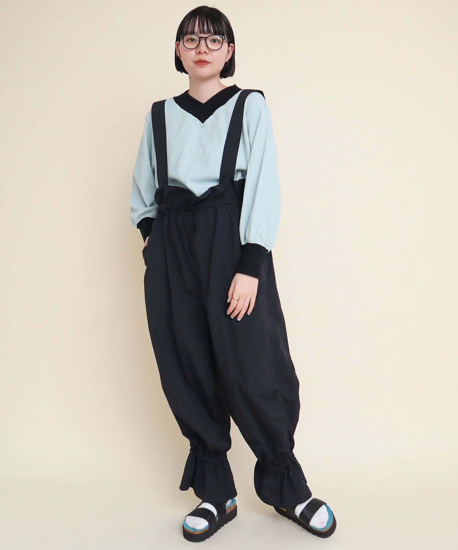 AMBIDEX Store ○NYLON TAFFETA gather frill snow pants(F クロ): l 
