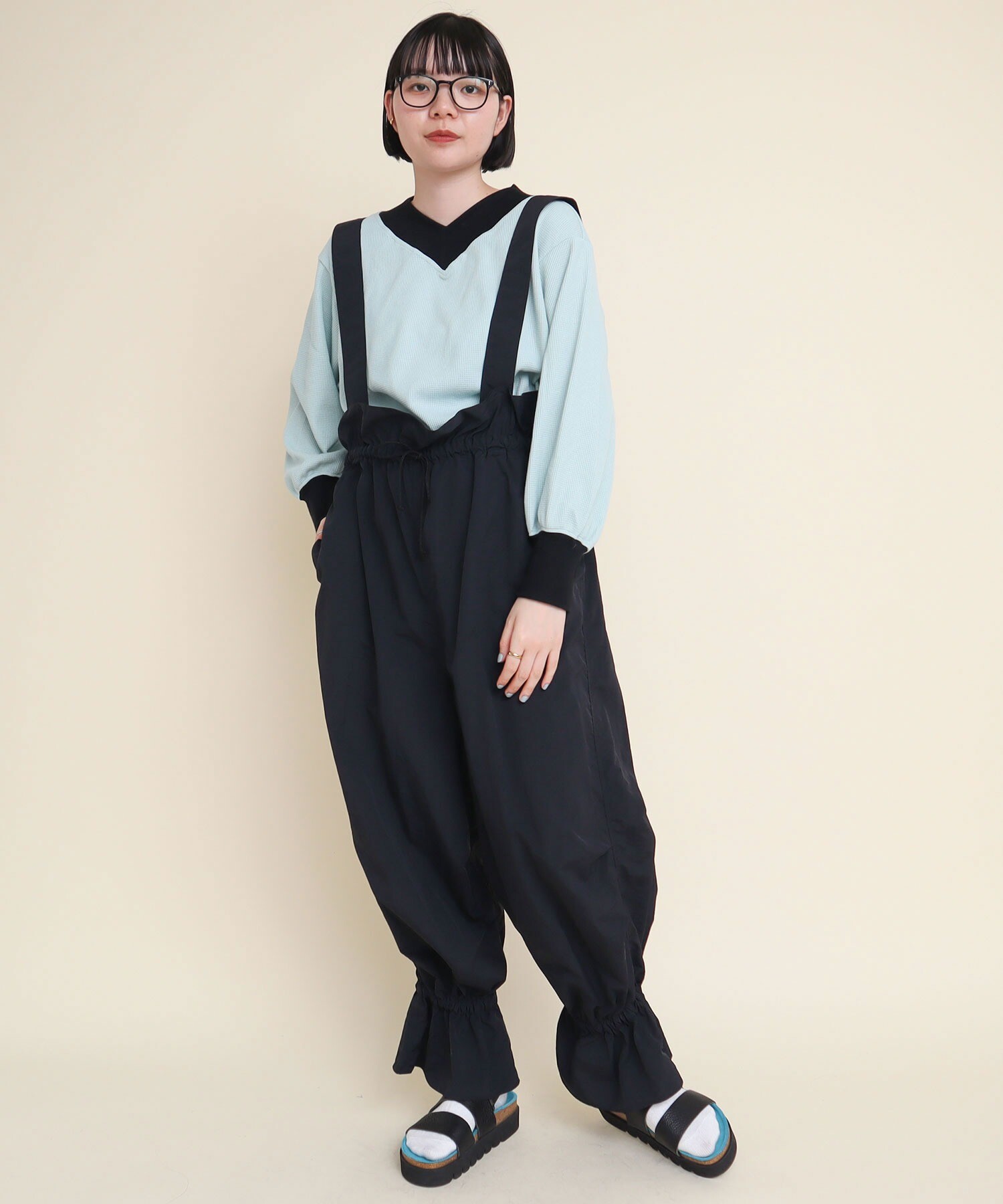 AMBIDEX Store 【予約販売】○NYLON TAFFETA gather frill snow pants 