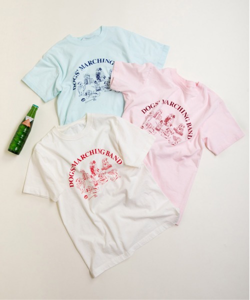 16/-空紡糸天竺 犬の鼓笛隊プリントTシャツ