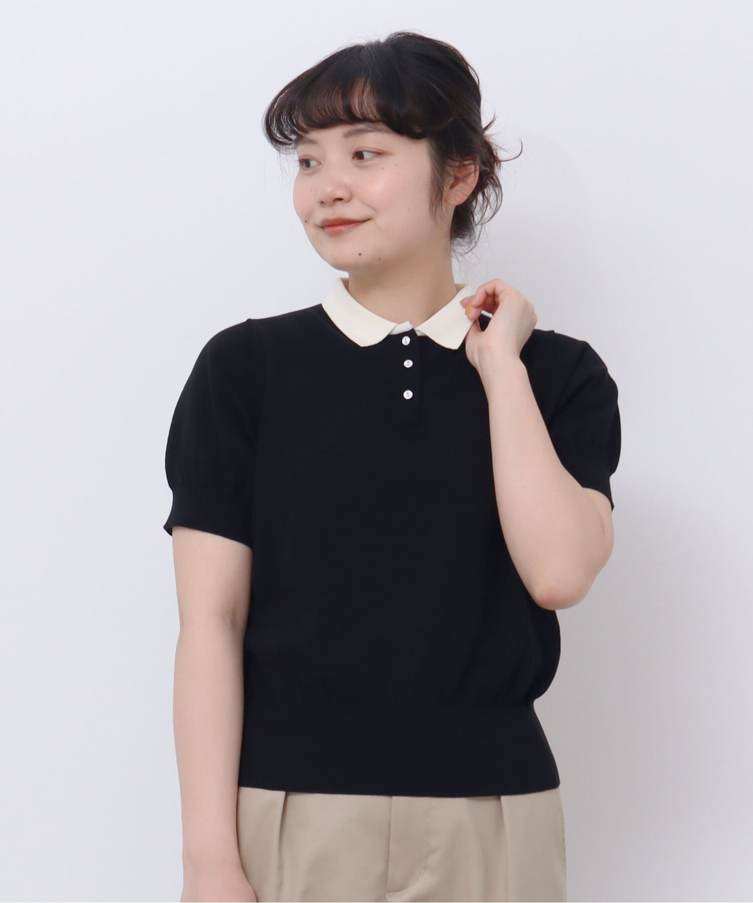 AMBIDEX Store △Cool Cotton ポロニット(F クロ): Dot and Stripes ...