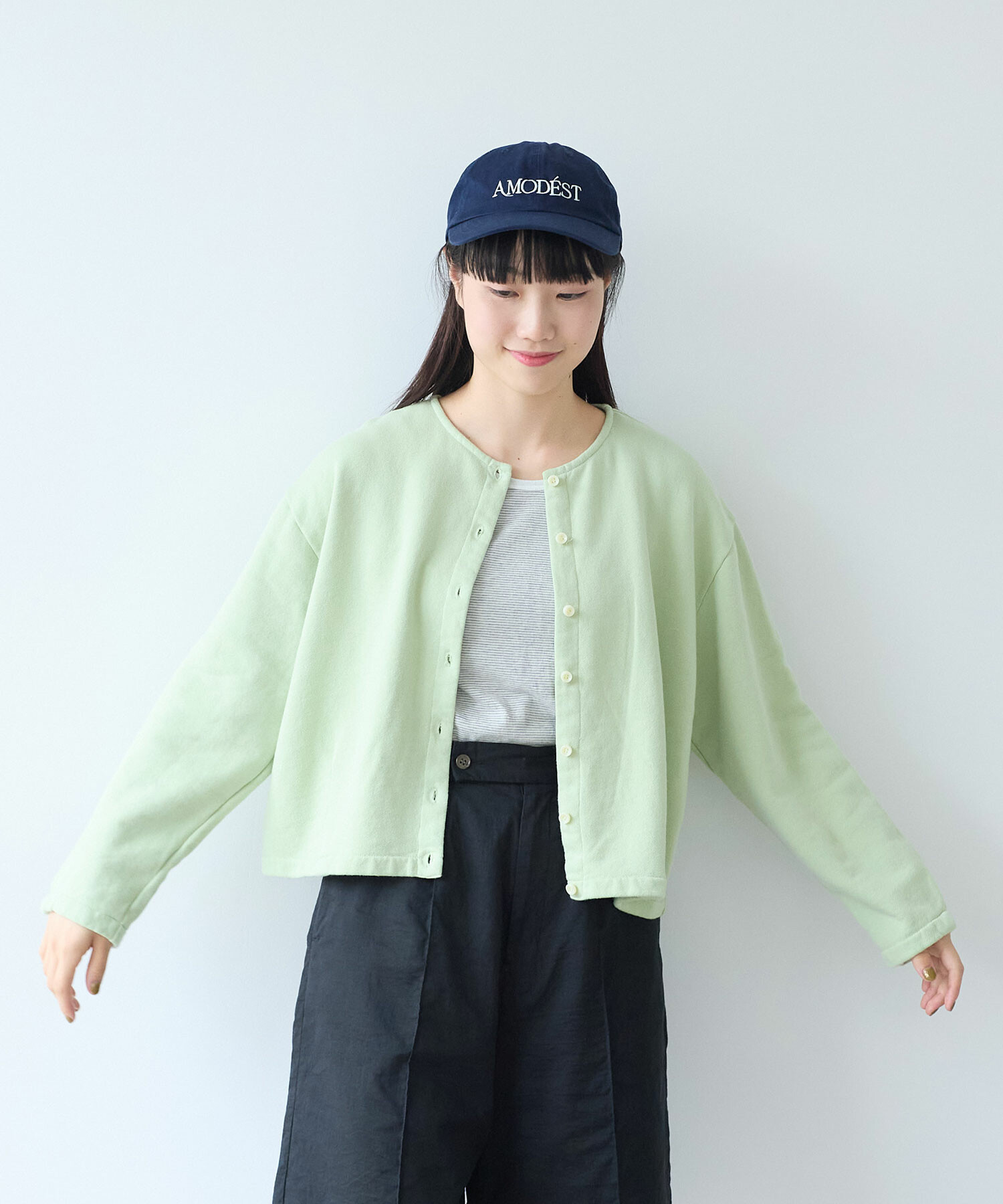 限時値下げ　bulle de savon ニットカーディガン bulle de savon（ビュルデサボン）の「ハンドニット スラブ糸mix