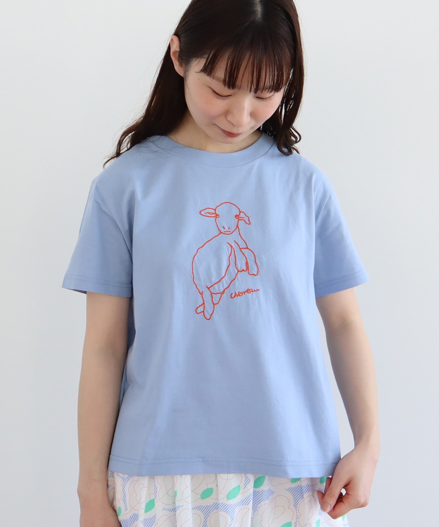 AMBIDEX Store ヤギ刺繍 Tシャツ(F チャ): bulle de savon