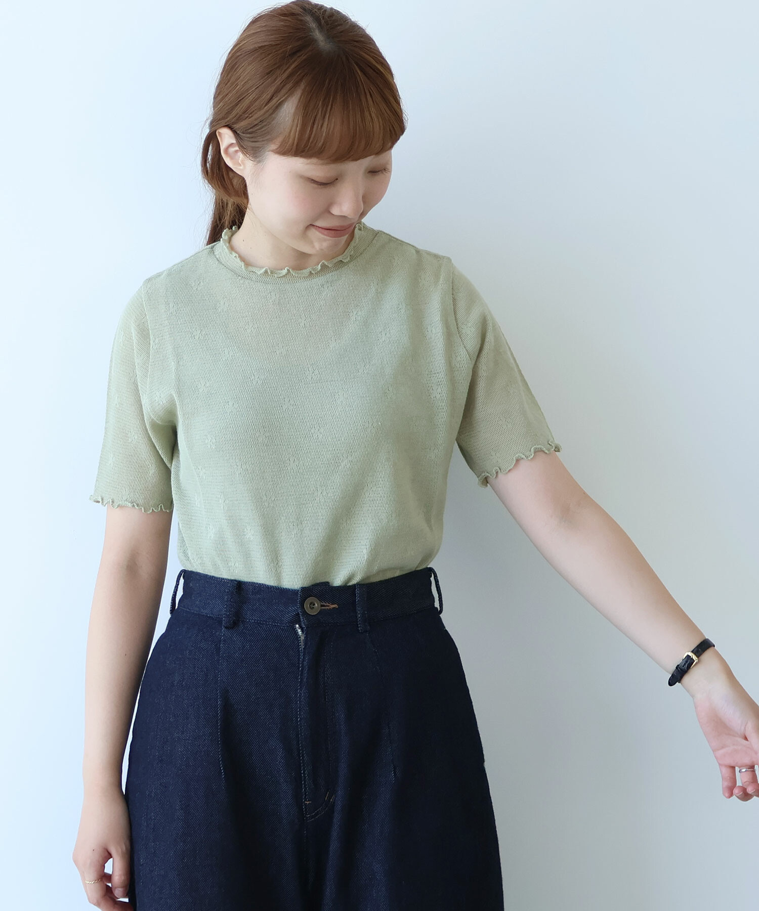 tシャツ hana×mesh ジャガード ハイネック長袖プルオーバー レディース bulle de savon tシャツ hana×mesh ジャガード ハイネック長袖
