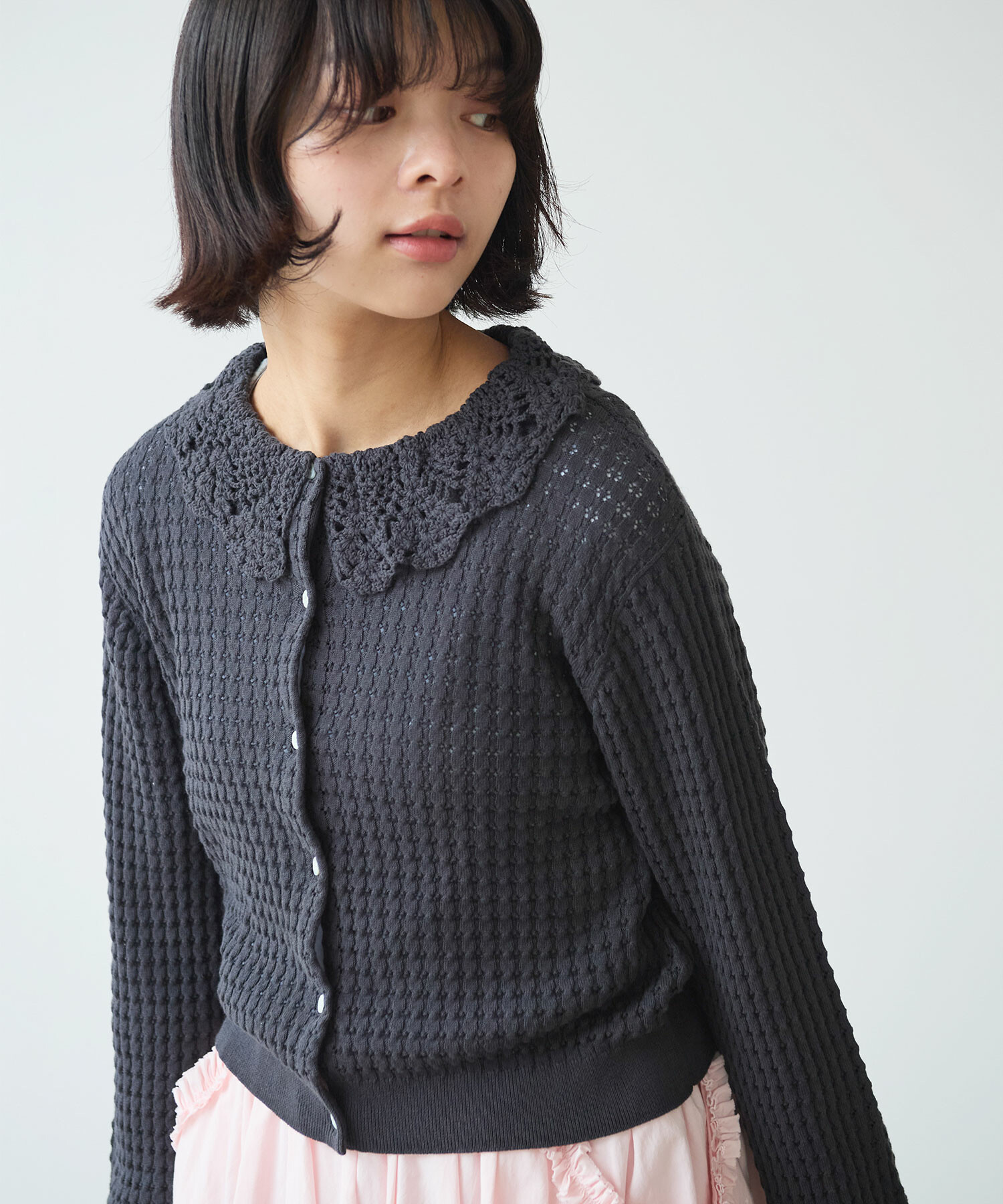 透かし編み　カーディガン ハネカ シルク透かし編みカーディガン | ライトアップオンラインストア