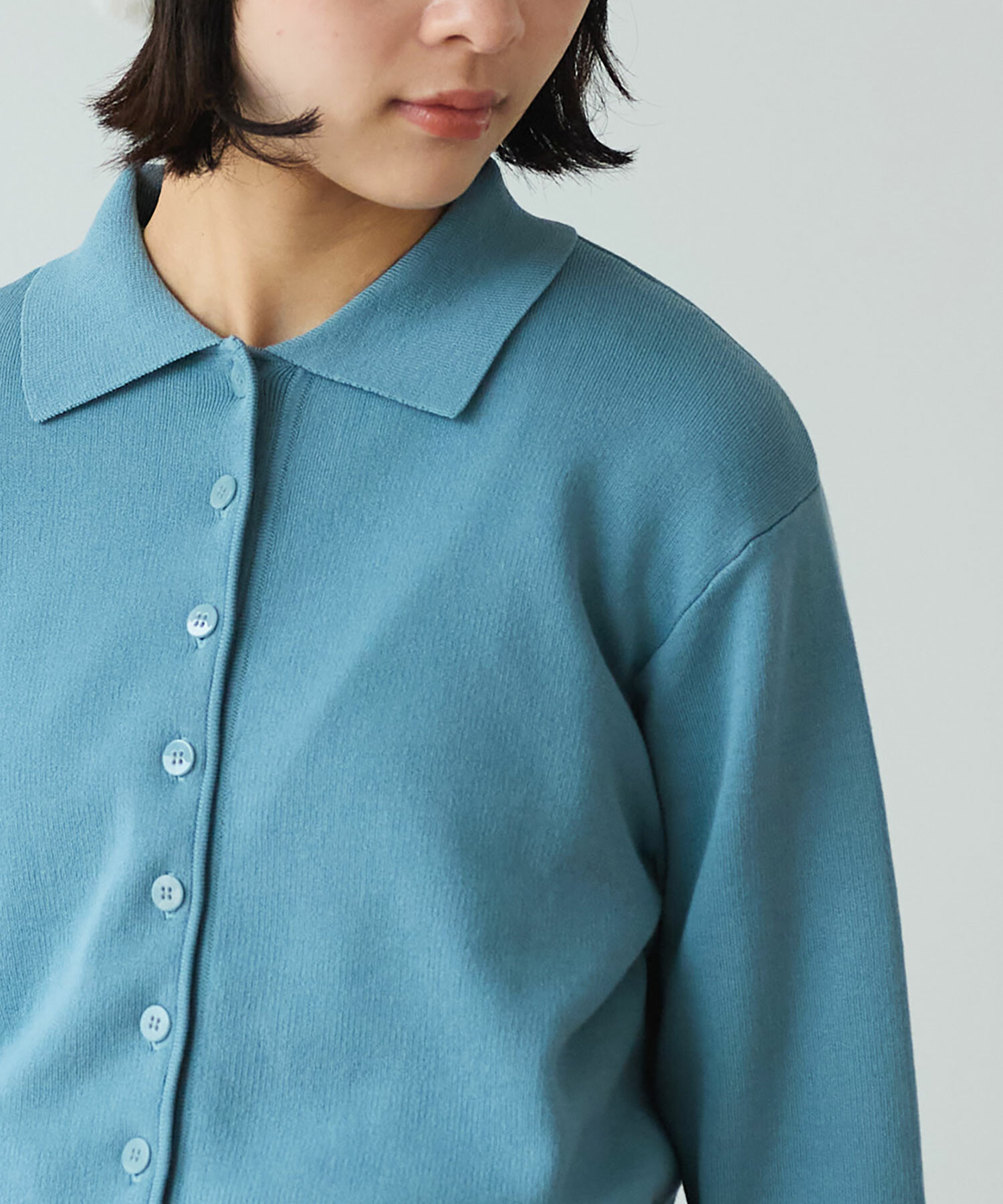 AMBIDEX Store 〇 14G mochi mochi cotton ポロカーディガン(F ブルー