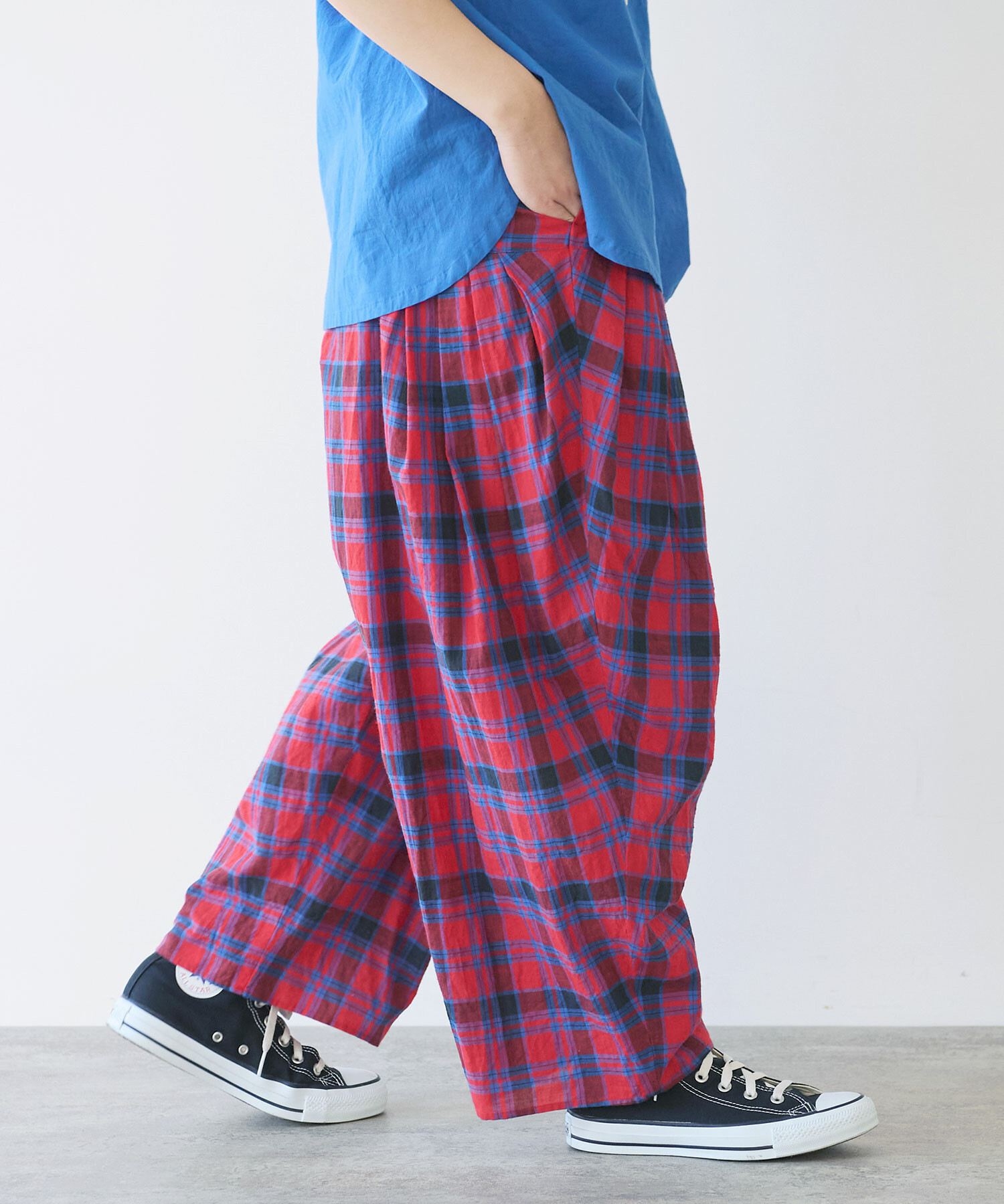 極美品！ビュルデサボン gingham balloon バルーンパンツ フリー 極美品！ビュルデサボン gingham balloon バルーンパンツ フリー