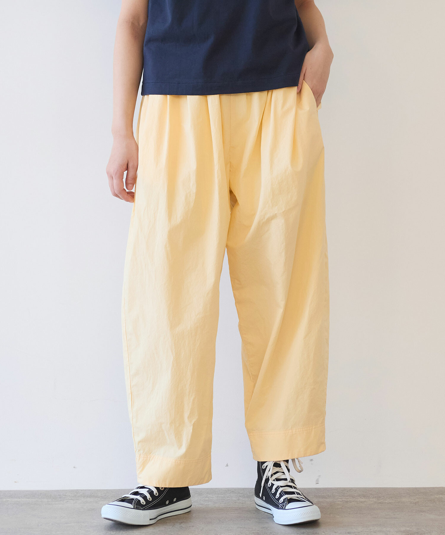 AMBIDEX イエロー ボリュームパンツ AMBIDEX Store △○コットンツイル ボリュームパンツ(F イエロー