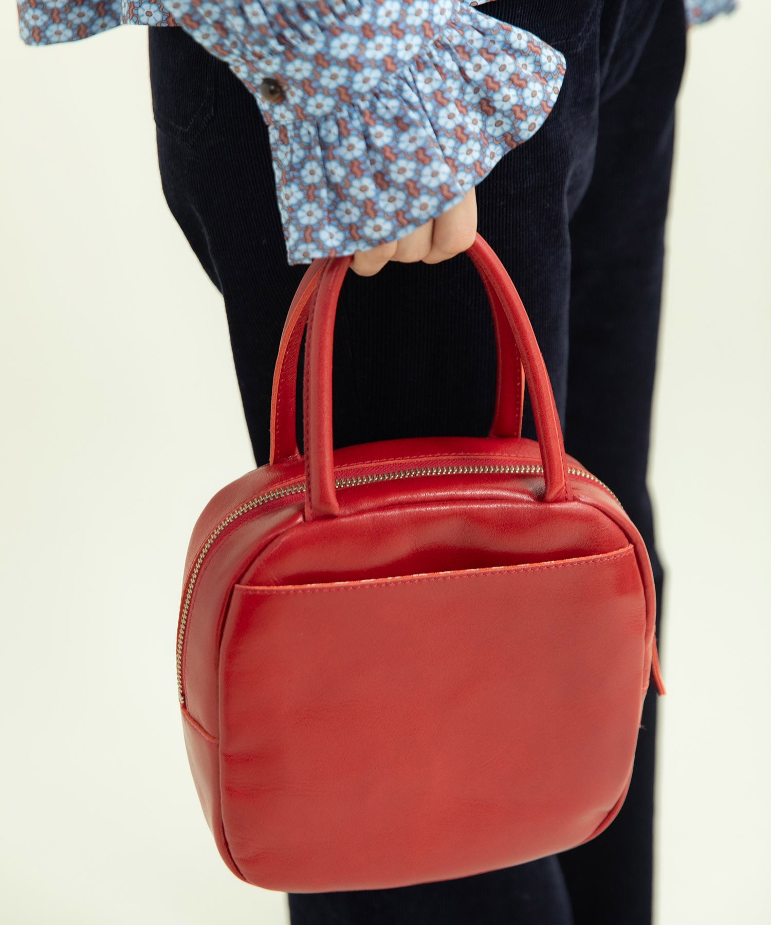 AMBIDEX Store △○ICY LEATHER BOSTON 裏地チェックBAG(F グリーン