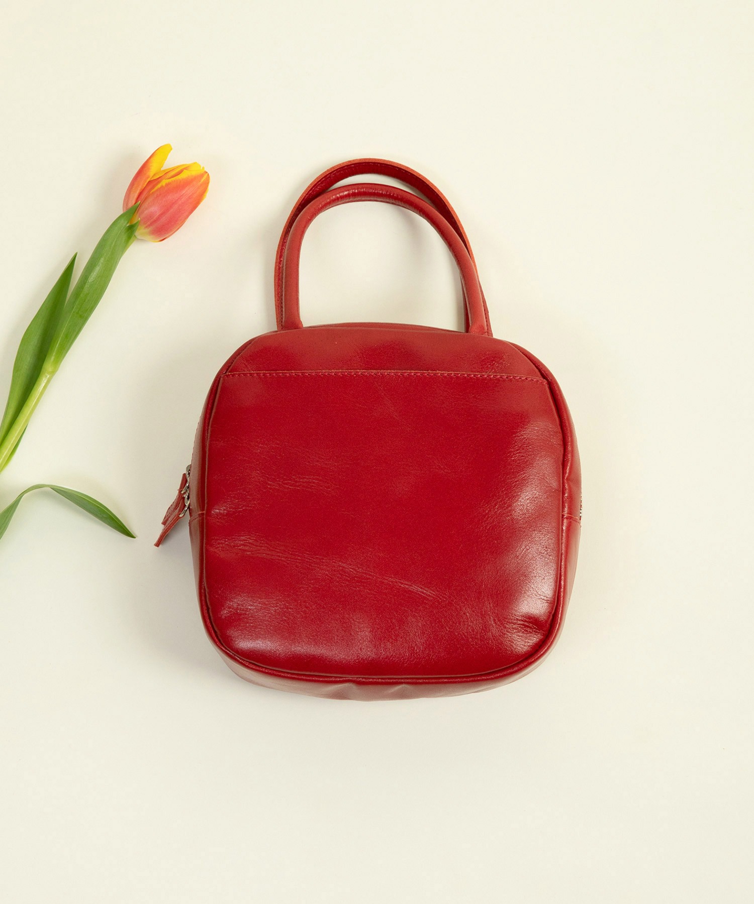 ICY LEATHER BOSTON 裏地チェックBAG
