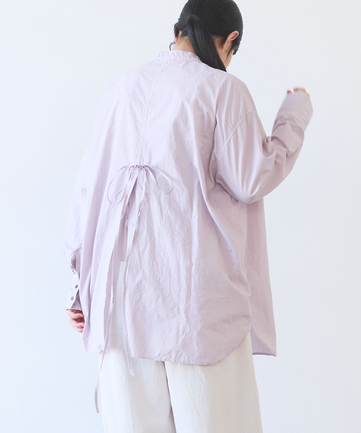 ✨新品タグ付✨近年CLOTH&CROSSローンワッシャーチャーチブラウス リボン AMBIDEX Store △○コットンキャッチワッシャーmoe sleeves